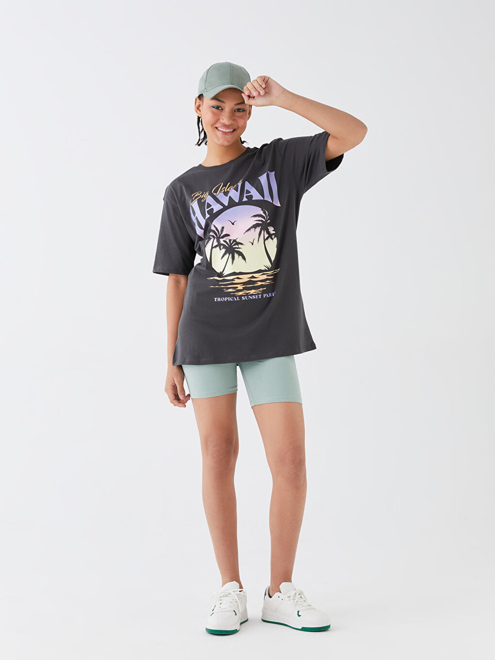 Crew Neck Printed Short Sleeve Oversized T-Shirt -S3DB48Z8-R34