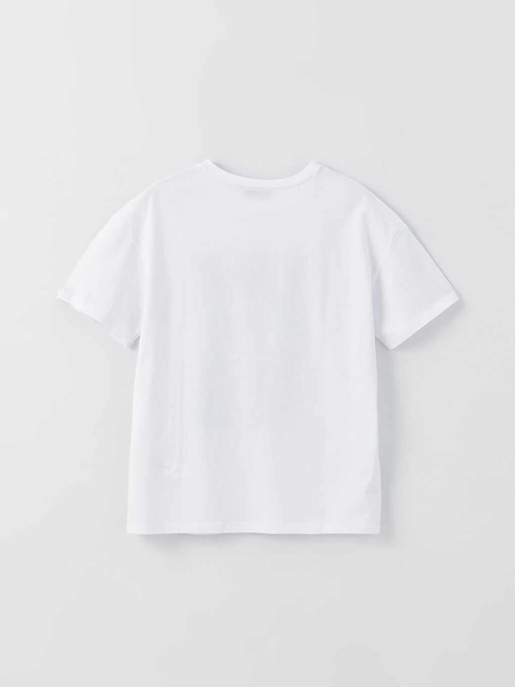 Beyaz Bisiklet Yaka Baskılı Kısa Kollu Kadın Tişört-6