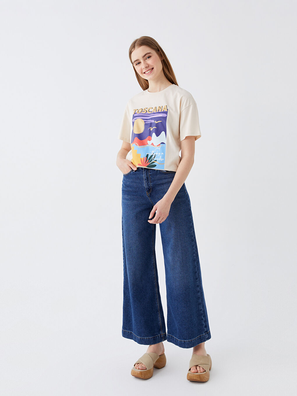 Crew Neck Printed Short Sleeve Women's T-Shirt-2