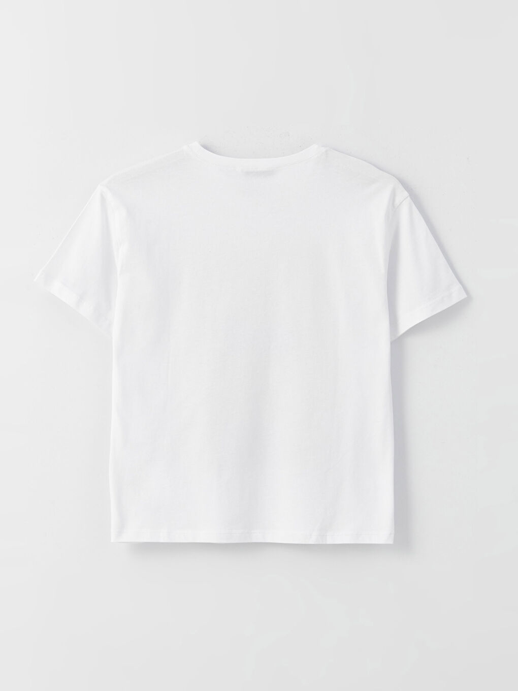 Beyaz Bisiklet Yaka Baskılı Kısa Kollu Kadın Tişört-6