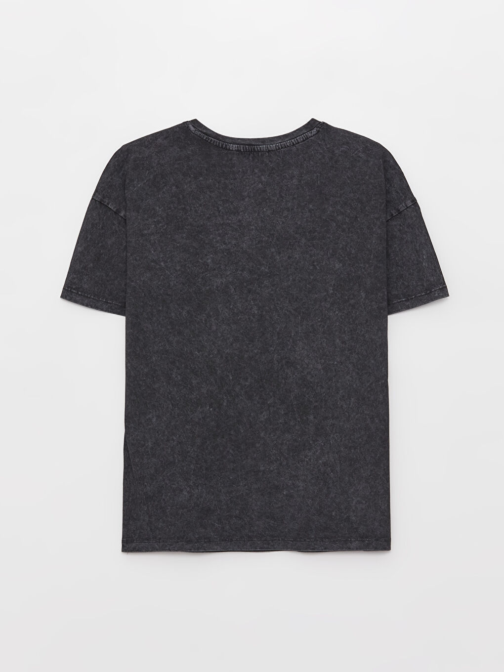 Antrasit Bisiklet Yaka Baskılı Kısa Kollu Kadın Tişört-6