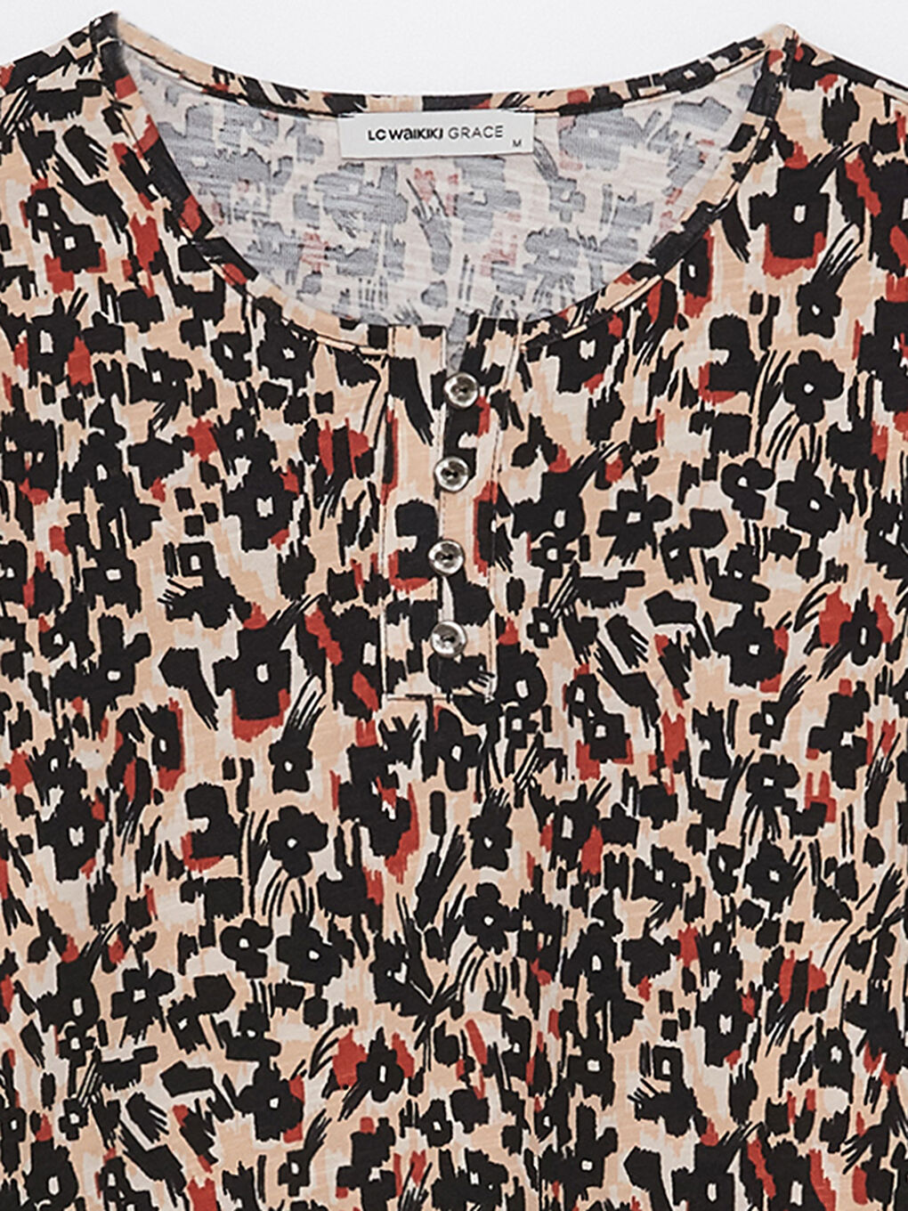 Crew Neck Patterned Long Sleeve Women's T-Shirt-7