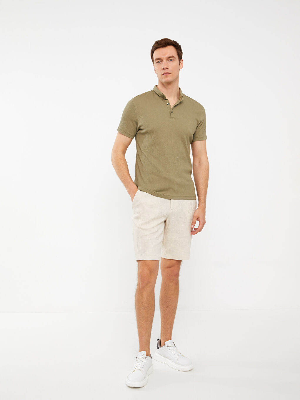 Slim Fit Binding Detail Men's Shorts -S3DB65Z8-GJF