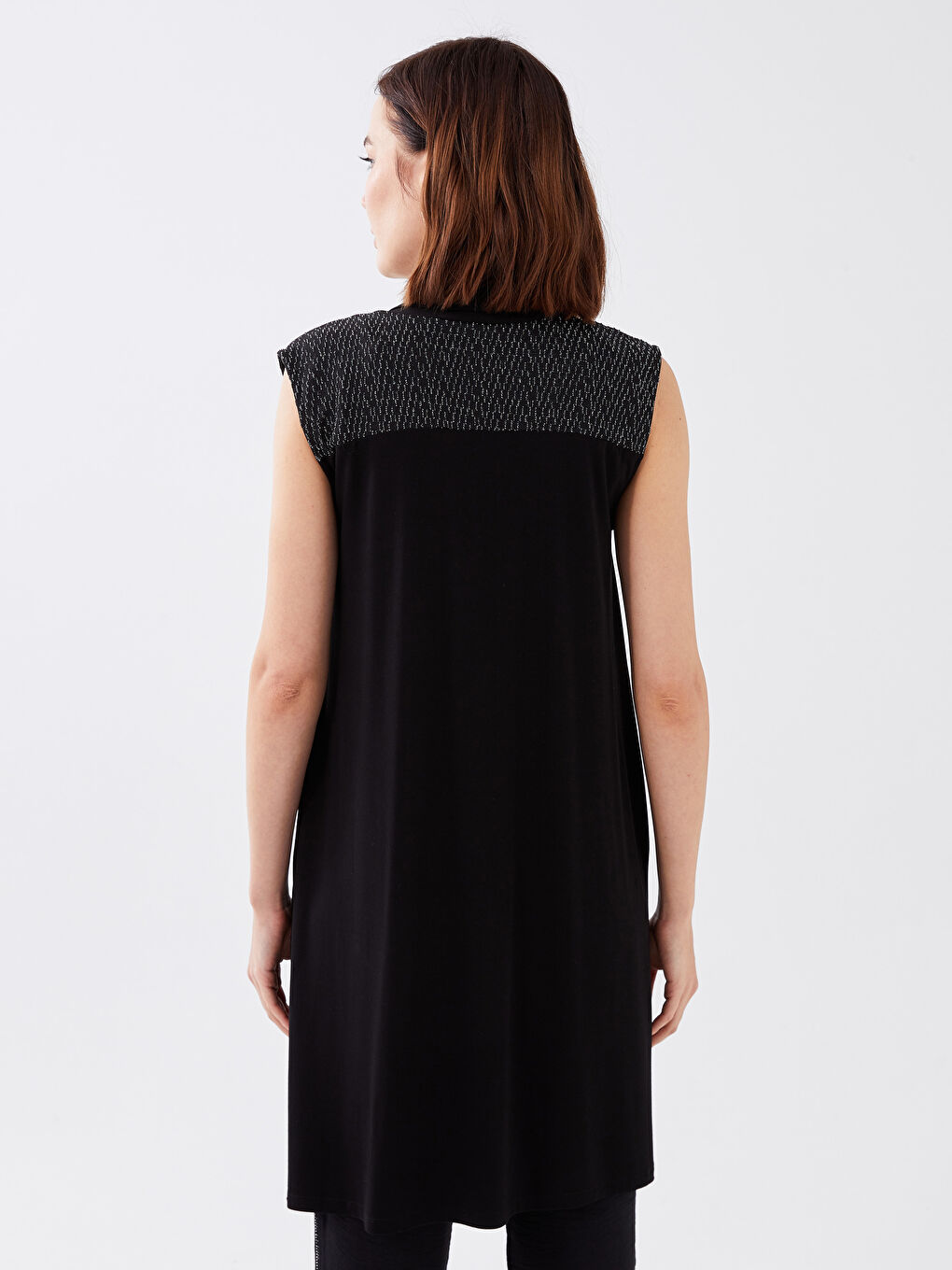 Vestă Pentru Femei Cu Guler Șal și Imprimeu-4