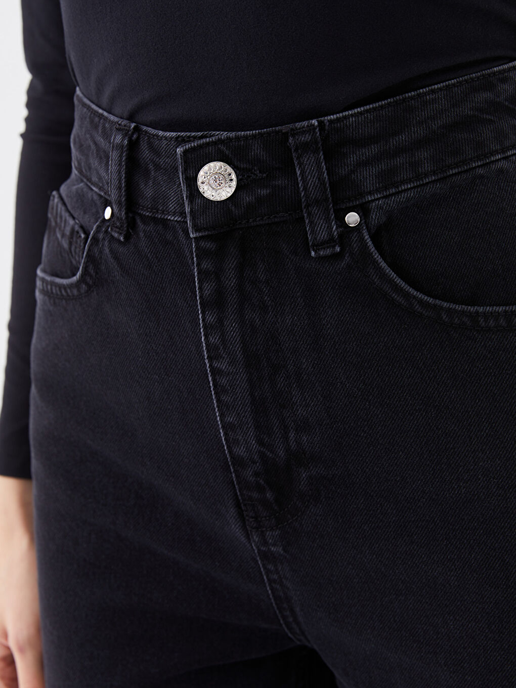 Blugi cu Talie Înaltă și Croială Dreaptă pentru Femei-2