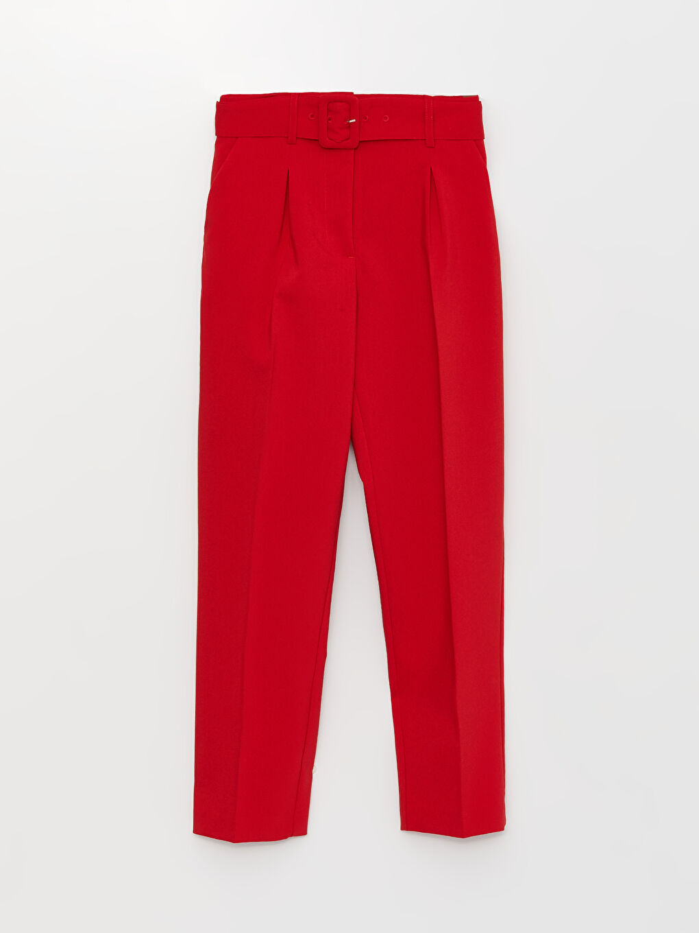 Kırmızı Yüksek Bel Slim Fit Kadın Pantolon-5