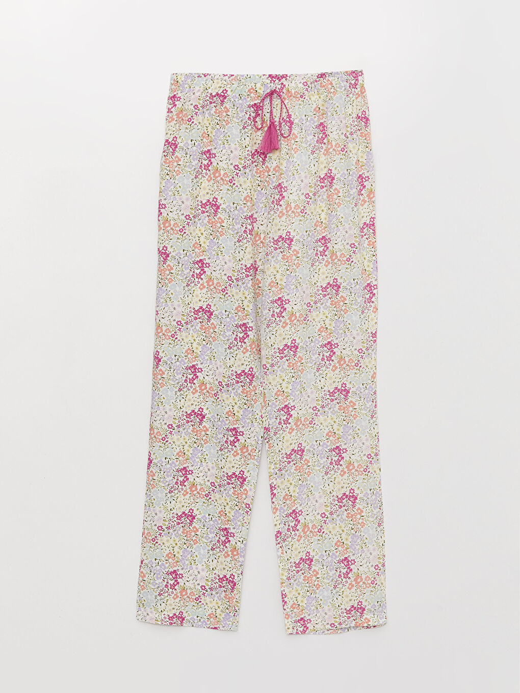 LCW DREAM Ekru Beli Lastikli Çiçekli Kadın Pijama Alt