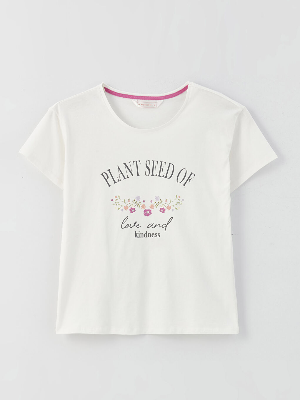 طقم بيجامة بياقة دائرية كم قصير مطبوع للسيدات-1