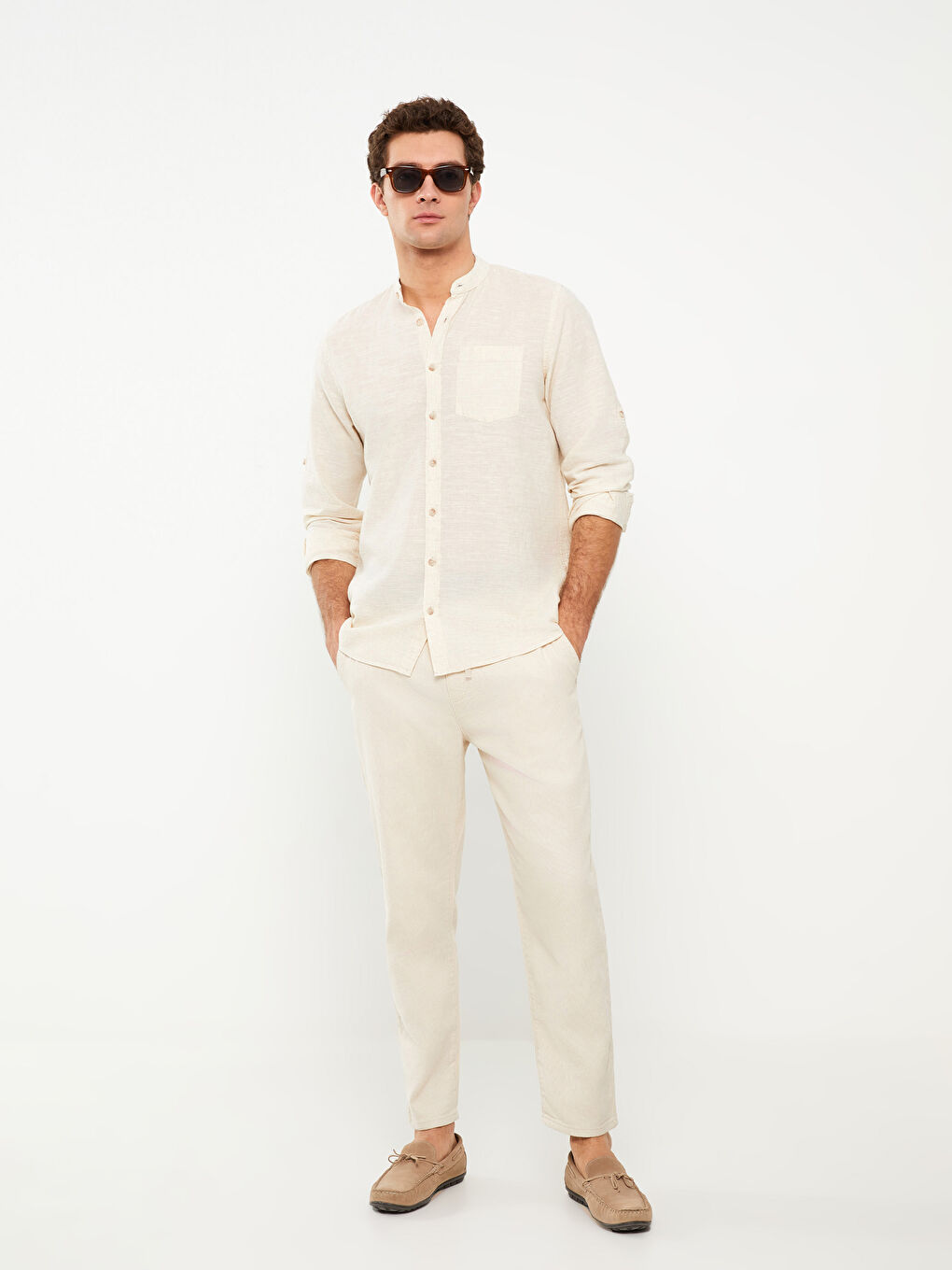 Bej Standart Kalıp Erkek Pantolon