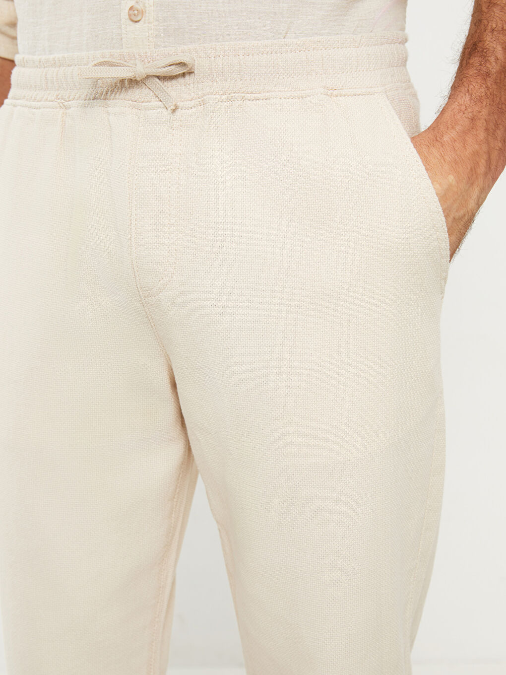 Bej Standart Kalıp Erkek Pantolon-2