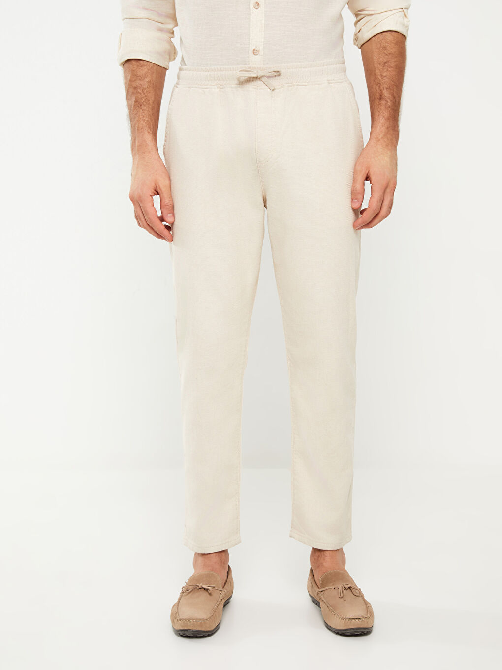 Bej Standart Kalıp Erkek Pantolon-3