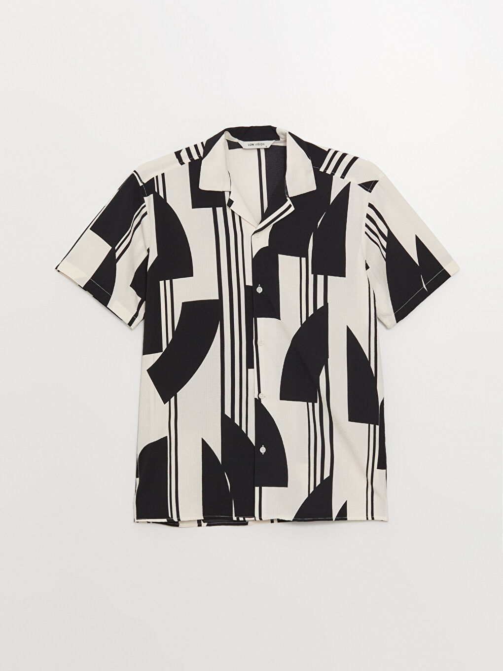 Beyaz Regular Fit Kısa Kollu Desenli Erkek Gömlek-5