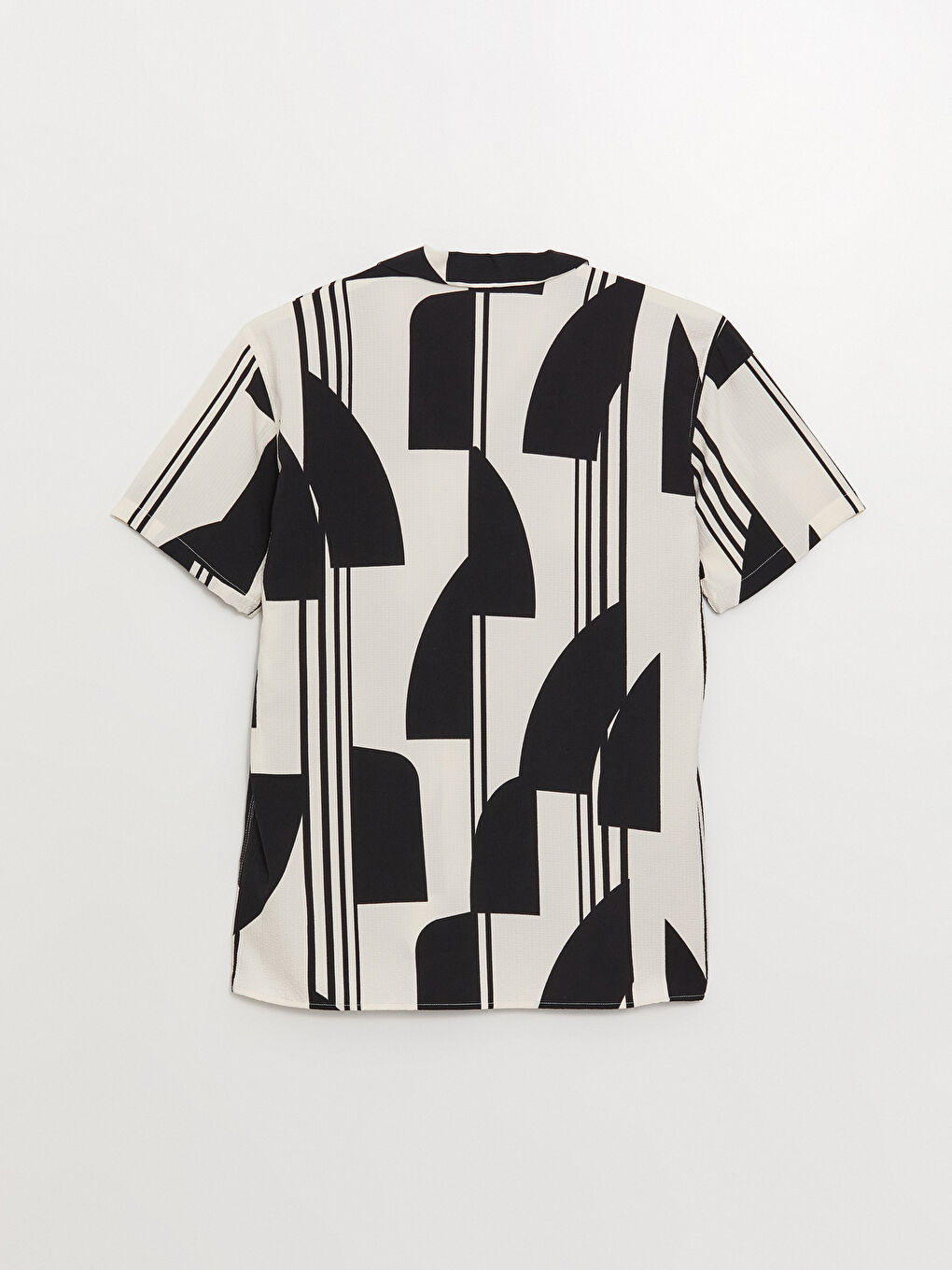 Beyaz Regular Fit Kısa Kollu Desenli Erkek Gömlek-6