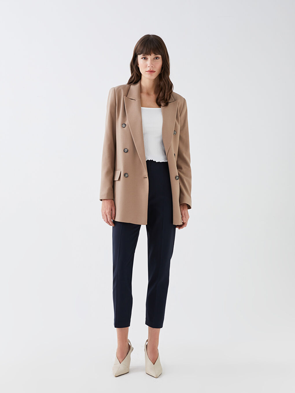 Pantalon Femme Taille Haute Coupe Standard