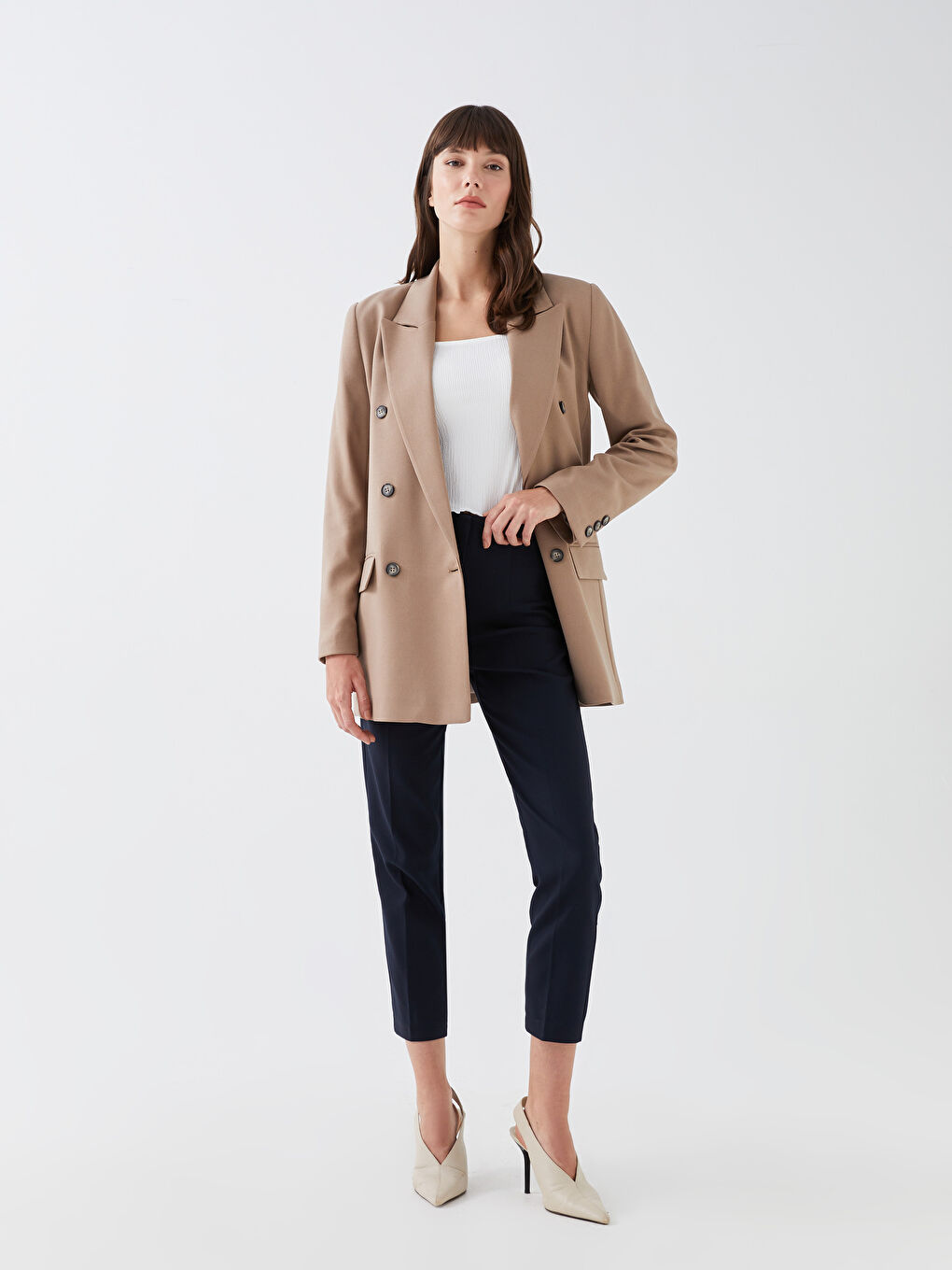 Pantalon Femme Taille Haute Coupe Standard-1