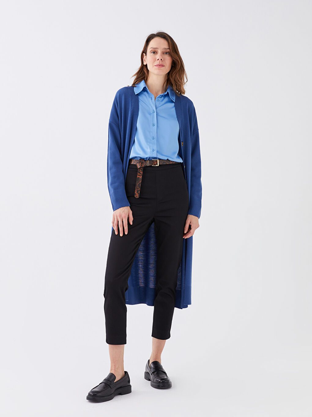 Women's Slim Fit Straight Satin Trousers-1