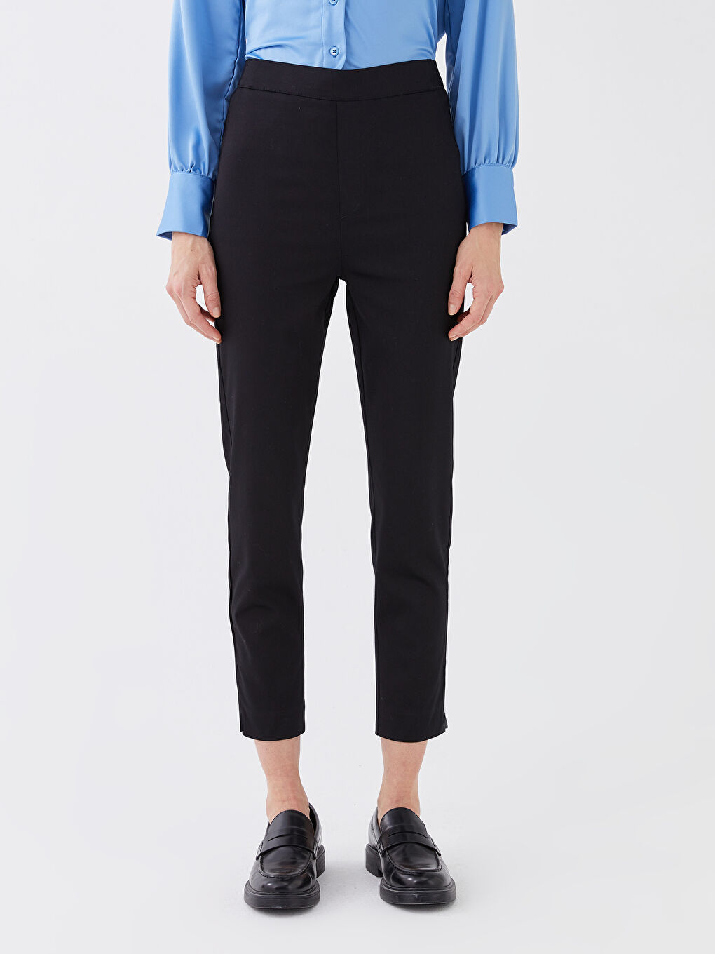 Women's Slim Fit Straight Satin Trousers-2