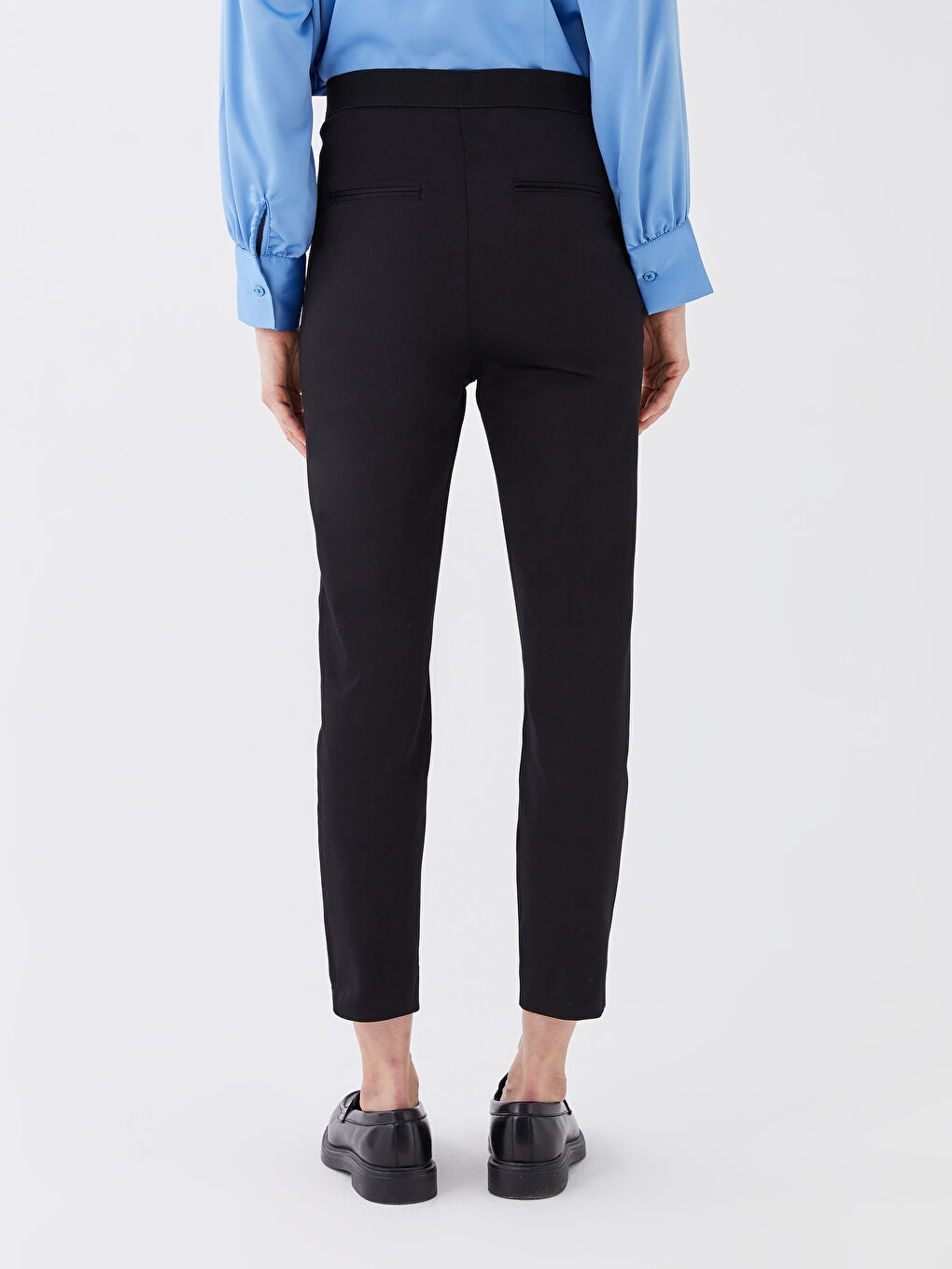 Women's Slim Fit Straight Satin Trousers-3