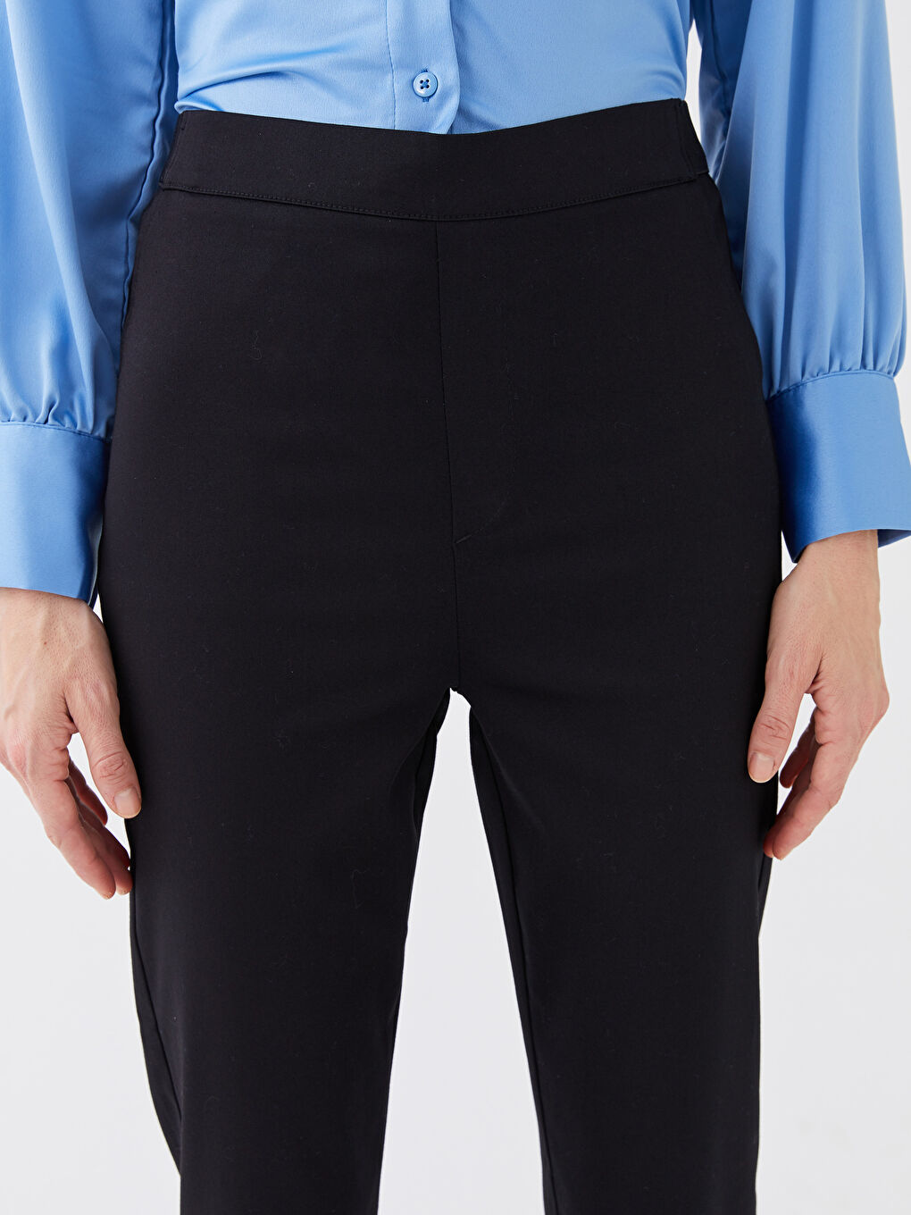 Women's Slim Fit Straight Satin Trousers-4