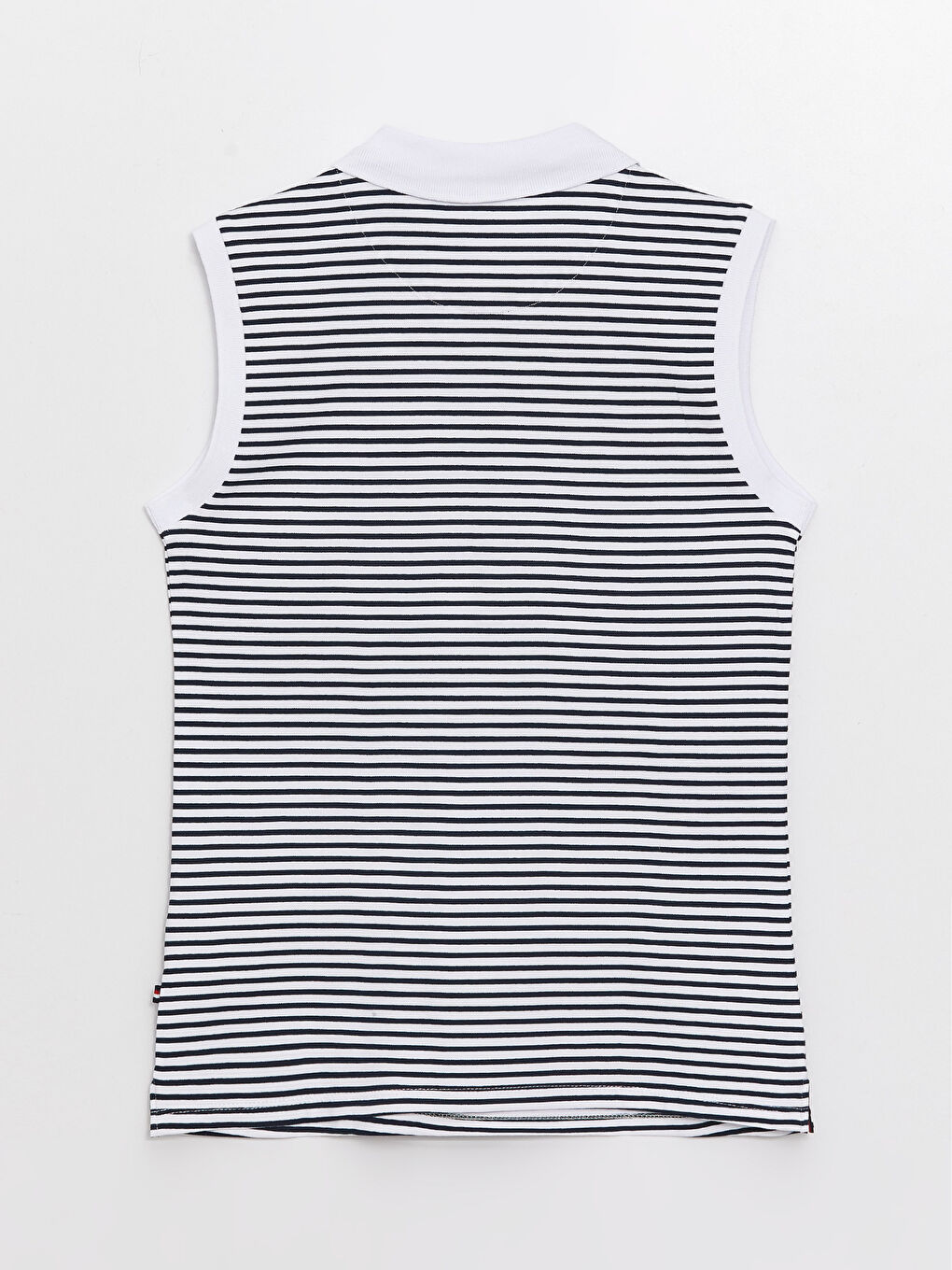 Lacivert Kadın Polo Yaka Çizgili Atlet-6