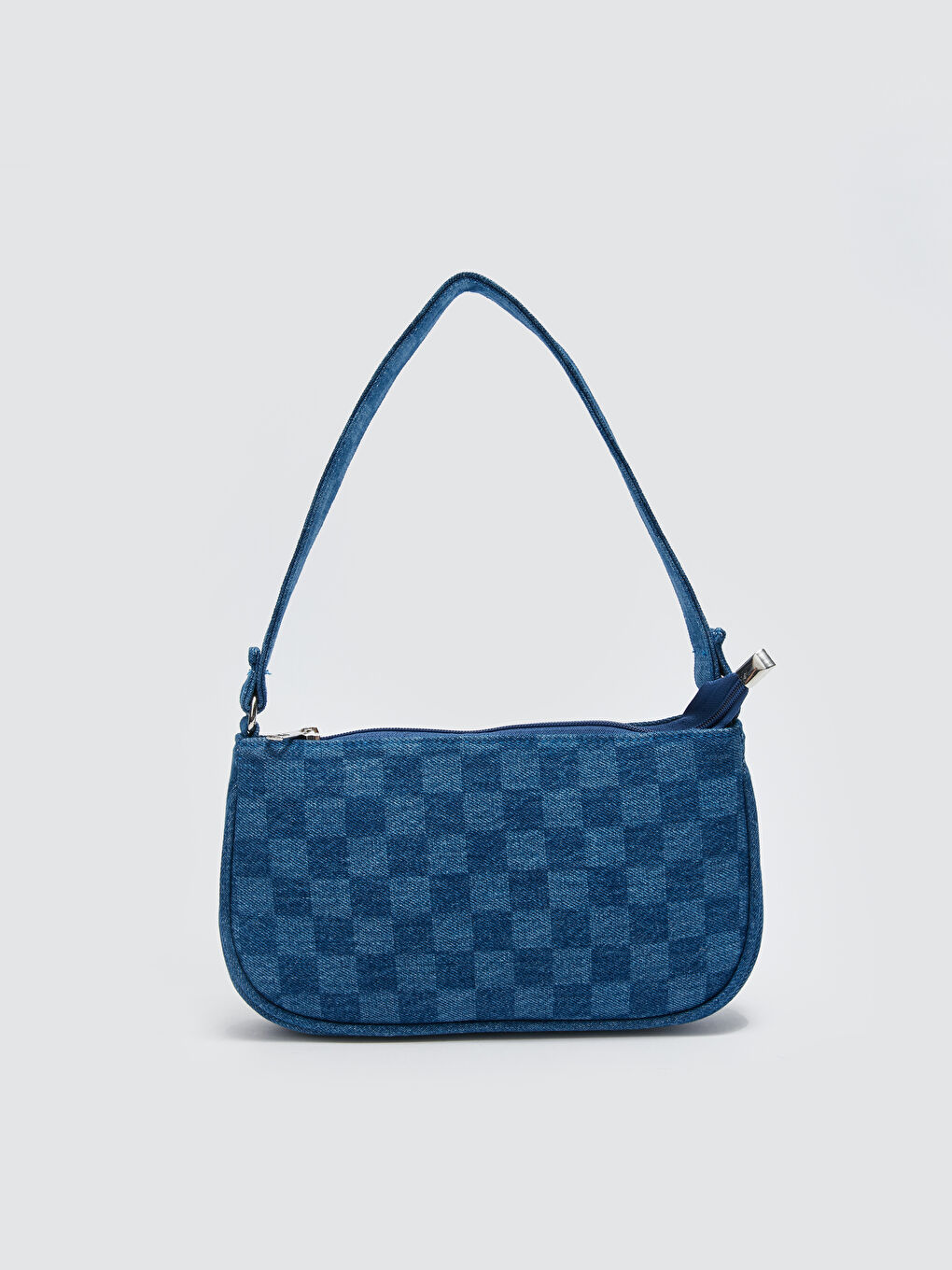 LCW ACCESSORIES Mavi Ekose Desenli Kadın Denim Baget Çanta - 3