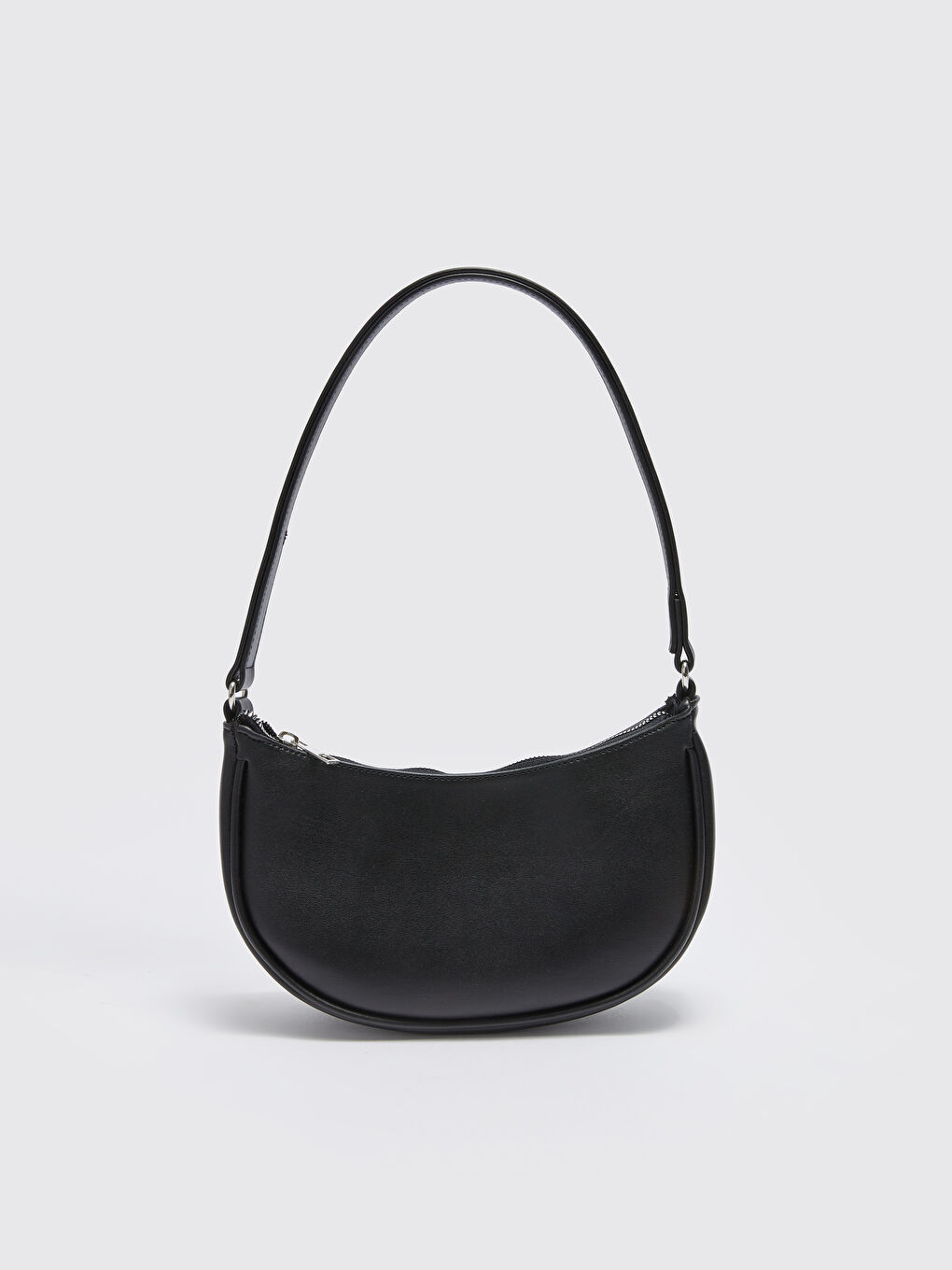 Siyah Deri Görünümlü Kadın Baget Çanta-2