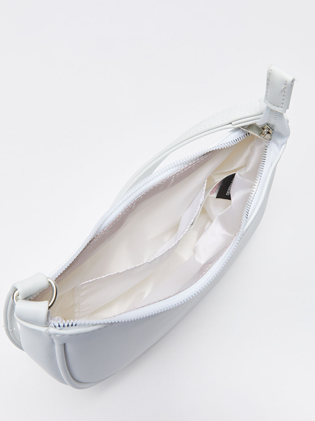 Beyaz Deri Görünümlü Kadın Baget Çanta-2