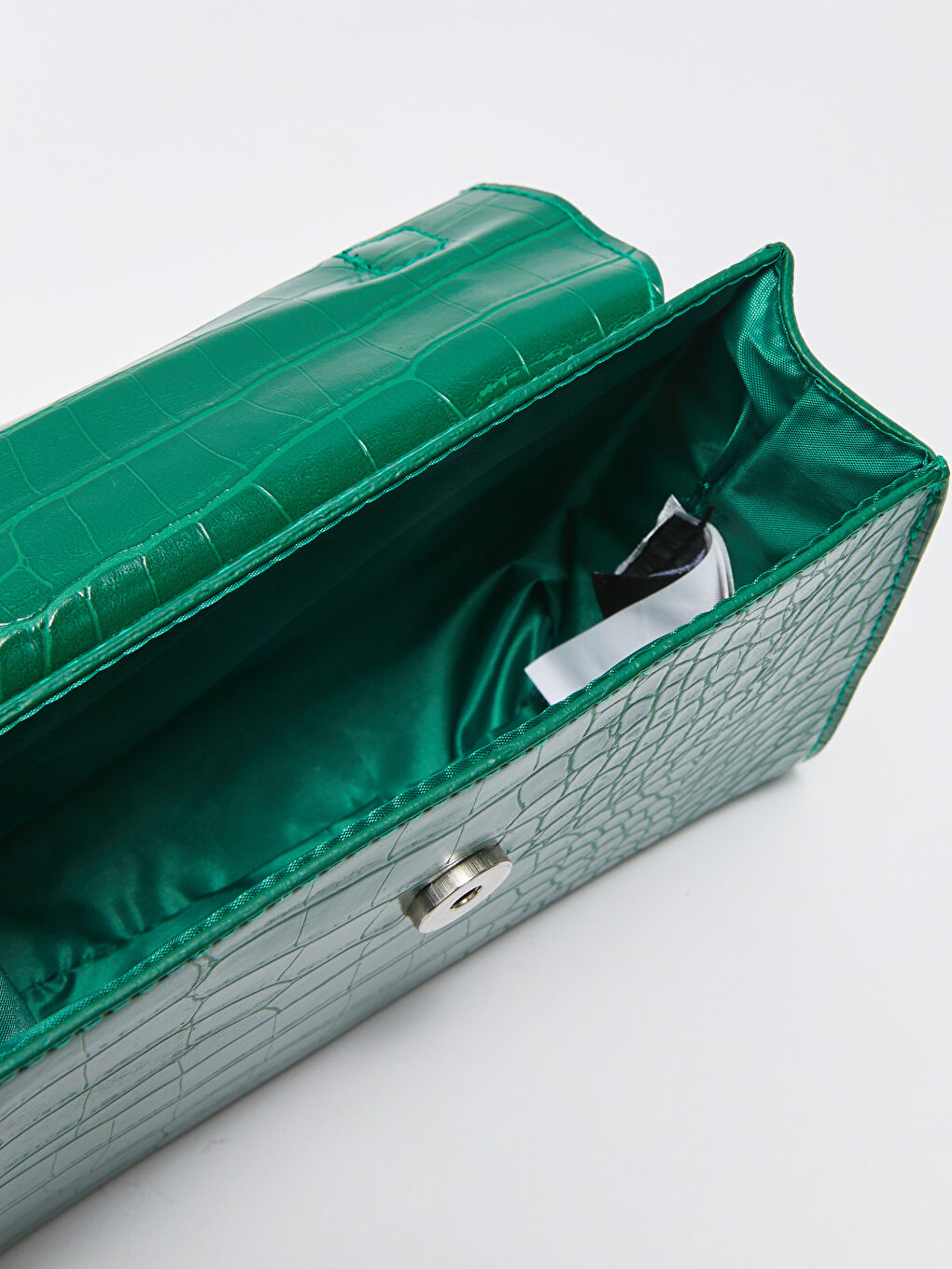 Yeşil Deri Görünümlü Kroko Desenli Kadın Çapraz Çanta-6
