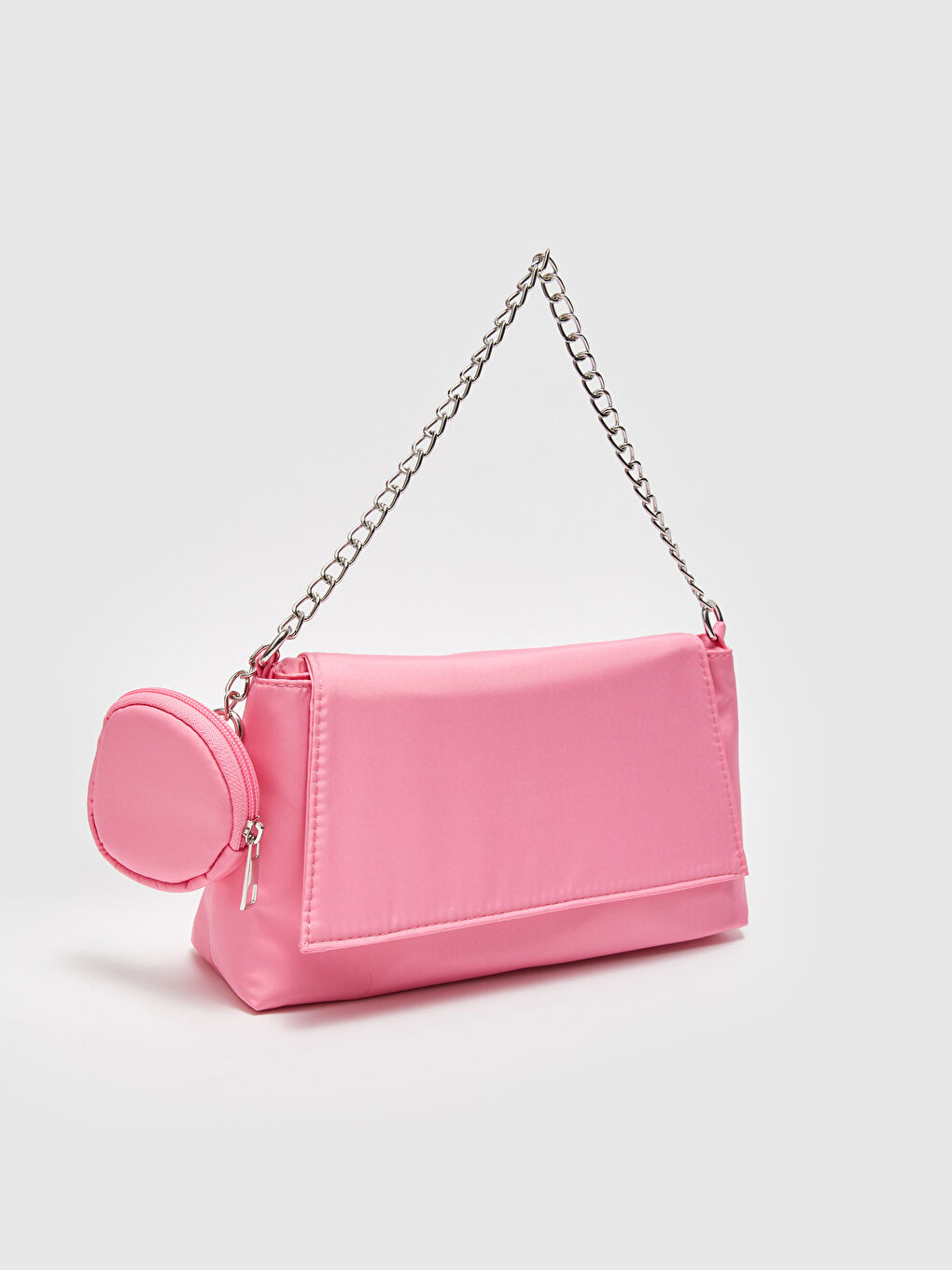 Pembe Deri Görünümlü Kadın Baget Çanta-2