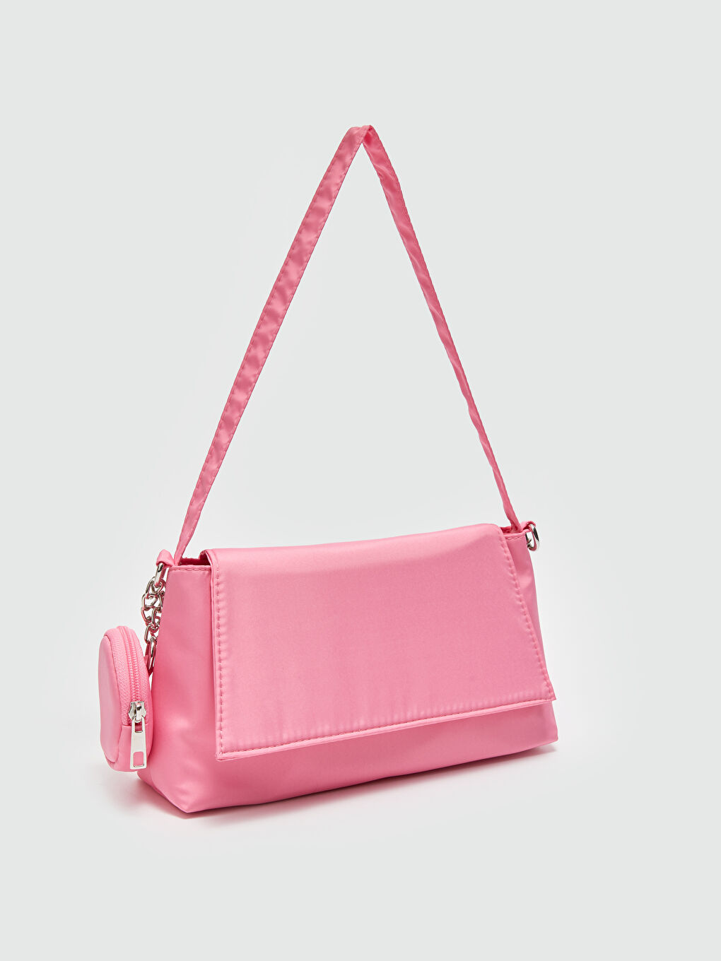 Pembe Deri Görünümlü Kadın Baget Çanta-3