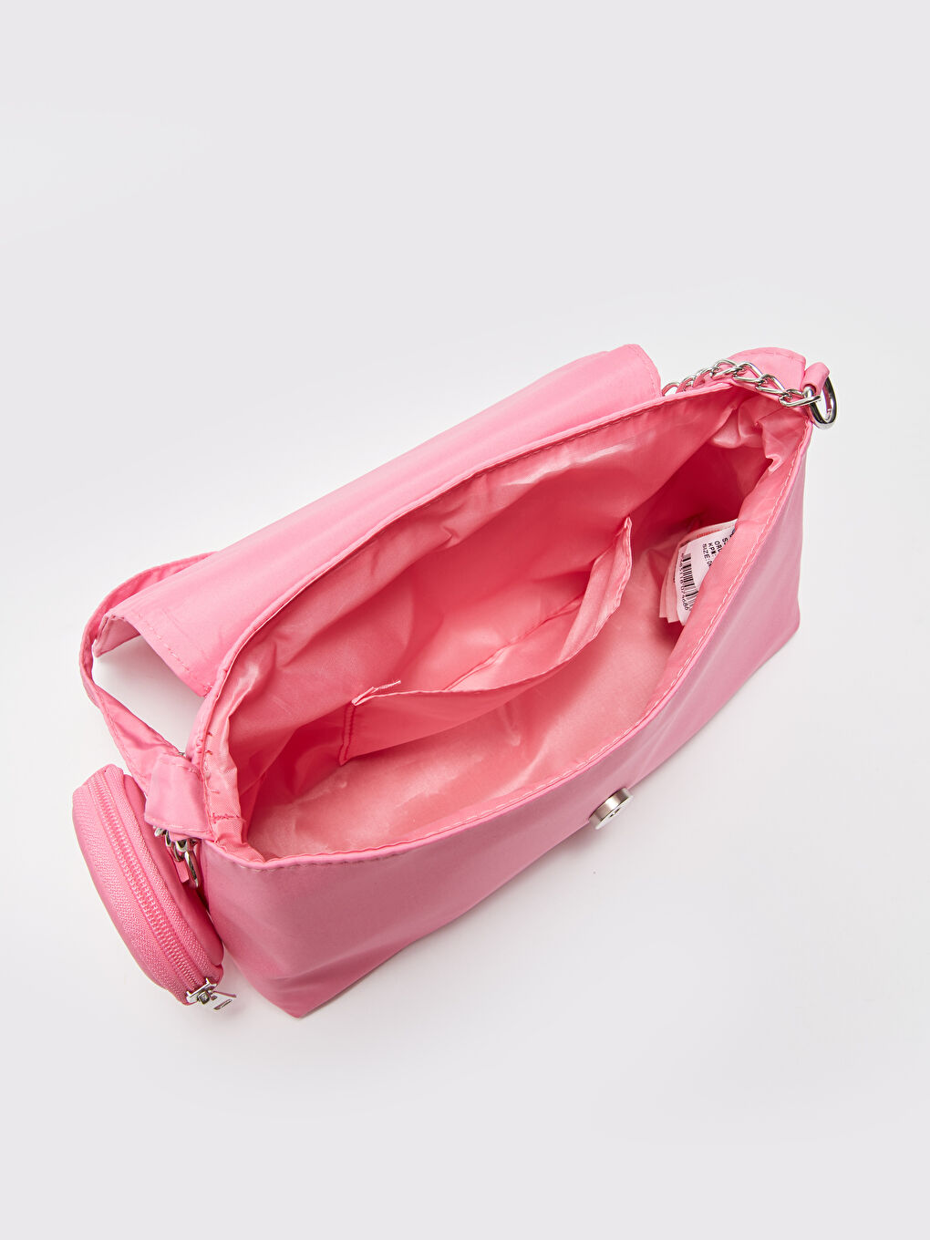 Pembe Deri Görünümlü Kadın Baget Çanta-5