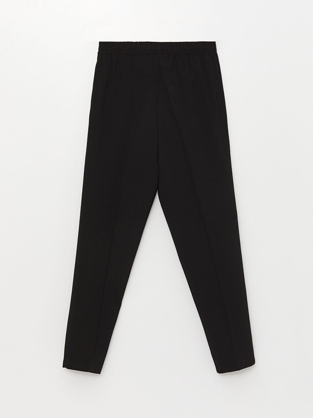 Siyah Kadın Beli Lastikli Rahat Kalıp Düz Pantolon-6