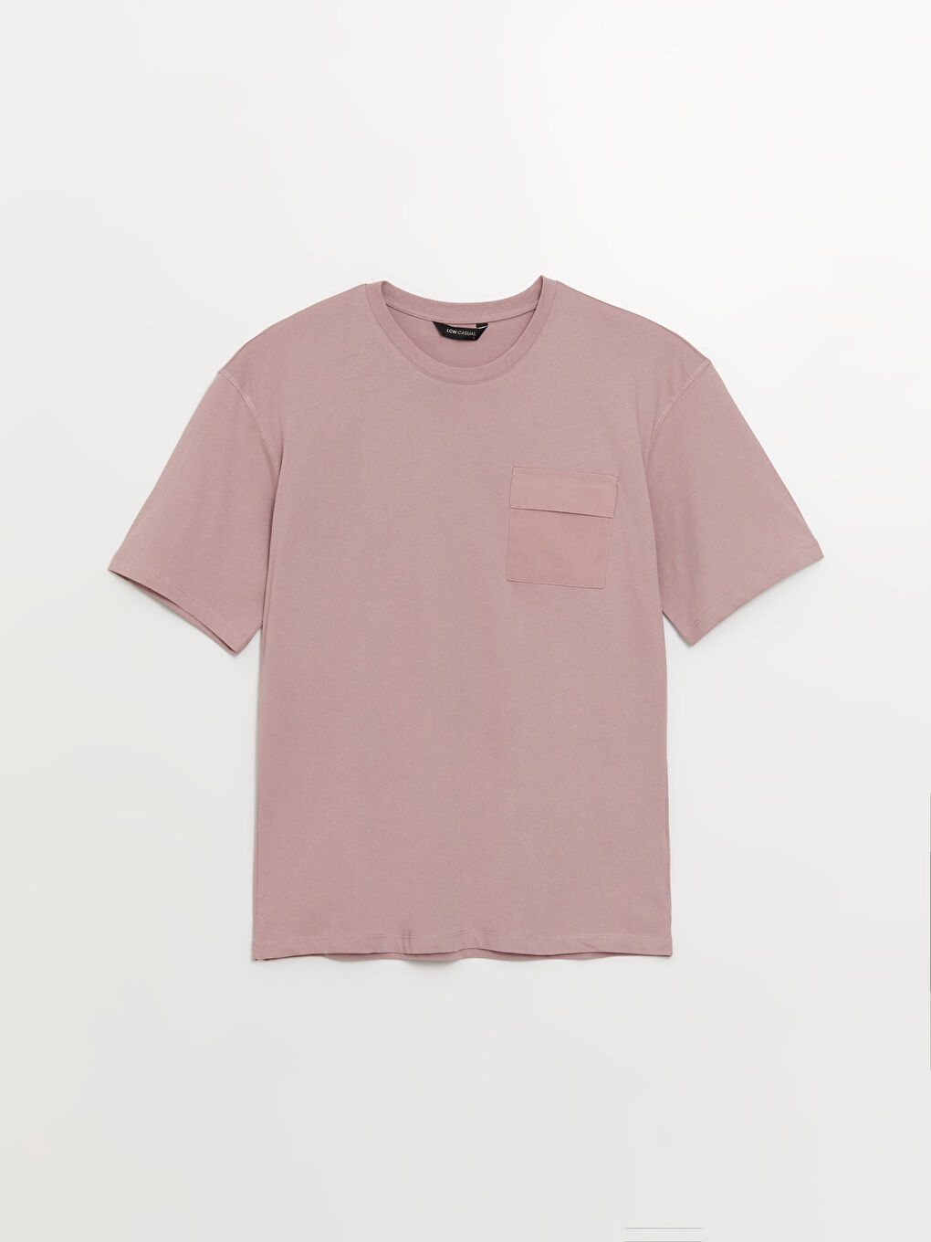 Pembe Bisiklet Yaka Penye Erkek Tişört-4