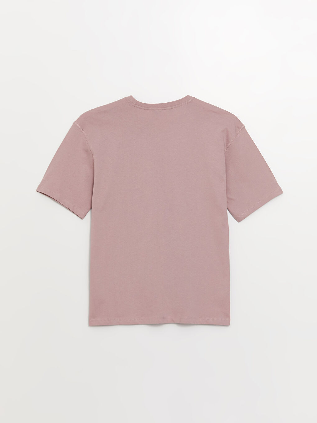 Pembe Bisiklet Yaka Penye Erkek Tişört-5