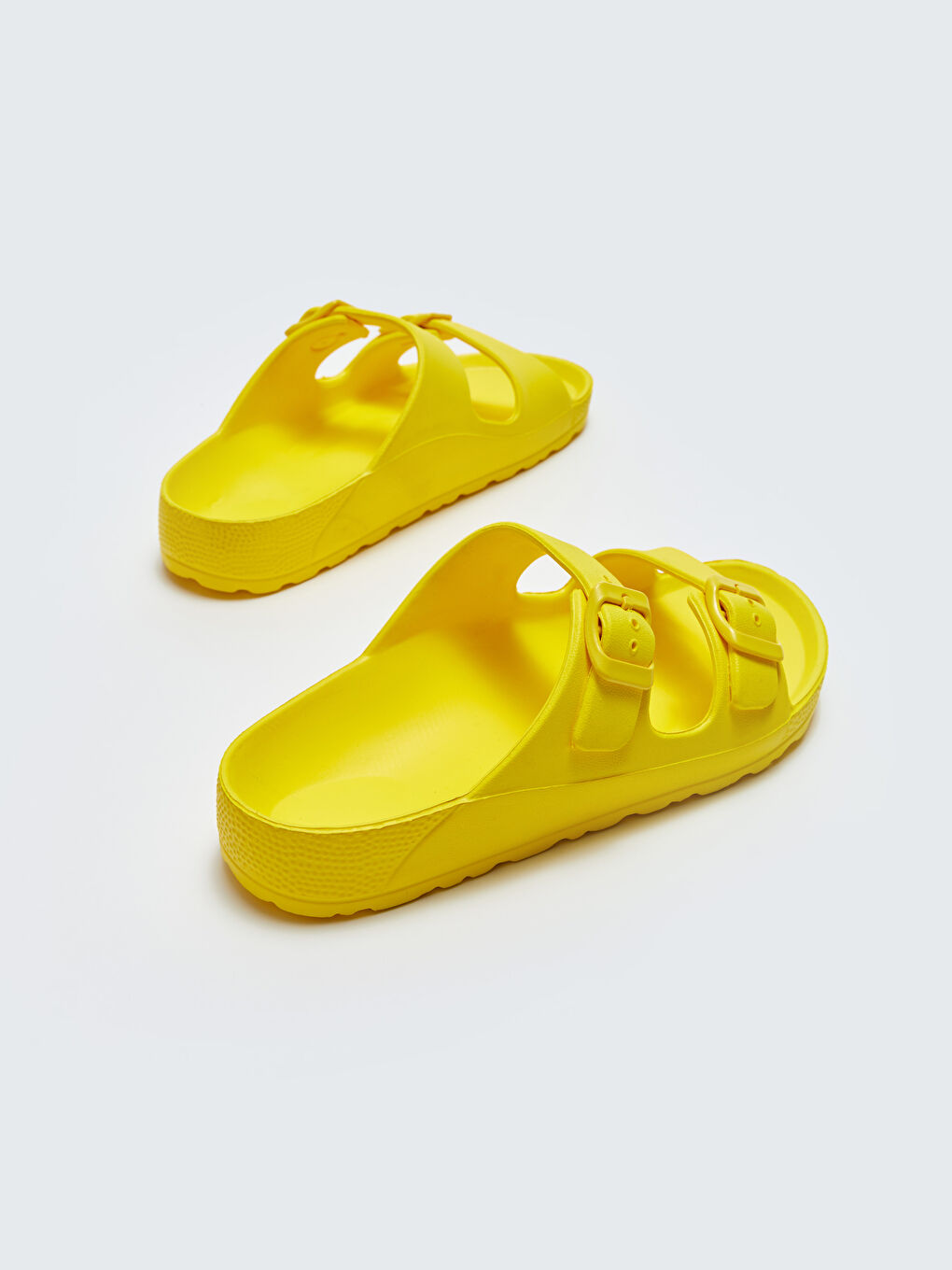 Sarı Çift Bantlı Toka Detaylı Kadın Terlik-4