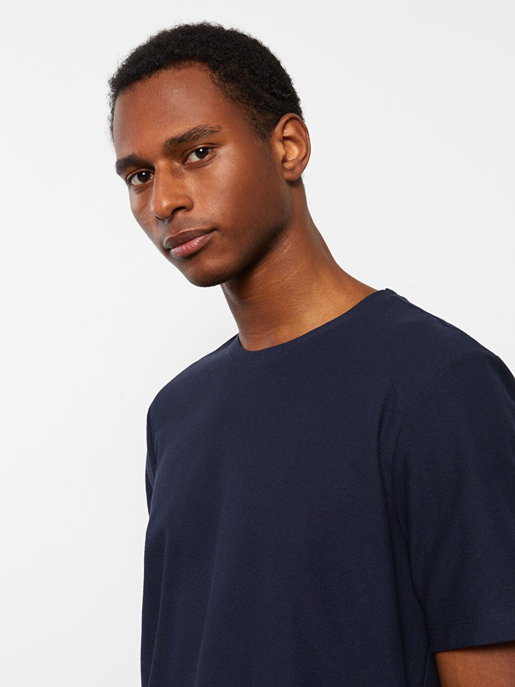 Lacivert Bisiklet Yaka Kısa Kollu Erkek Tişört