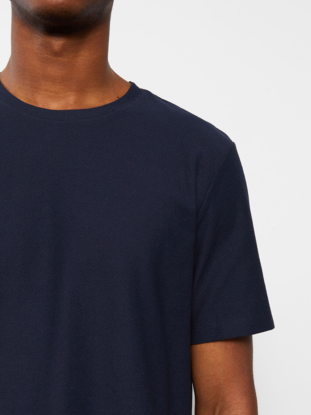 Lacivert Bisiklet Yaka Kısa Kollu Erkek Tişört-4