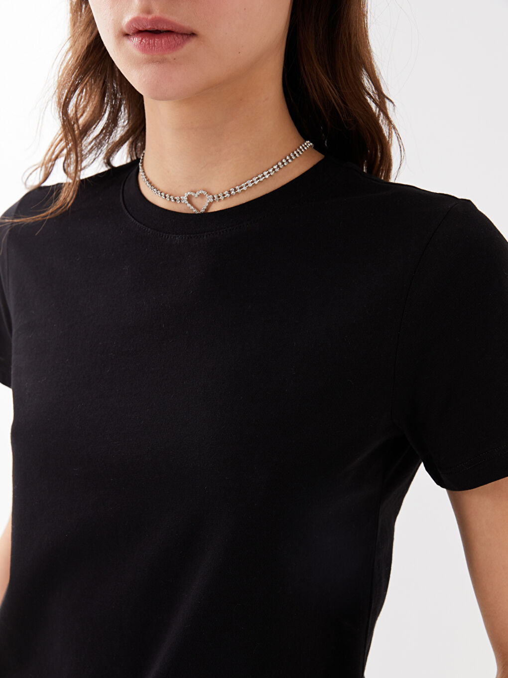 Women Crew Neck Straight Short Sleeve T-Shirt-7