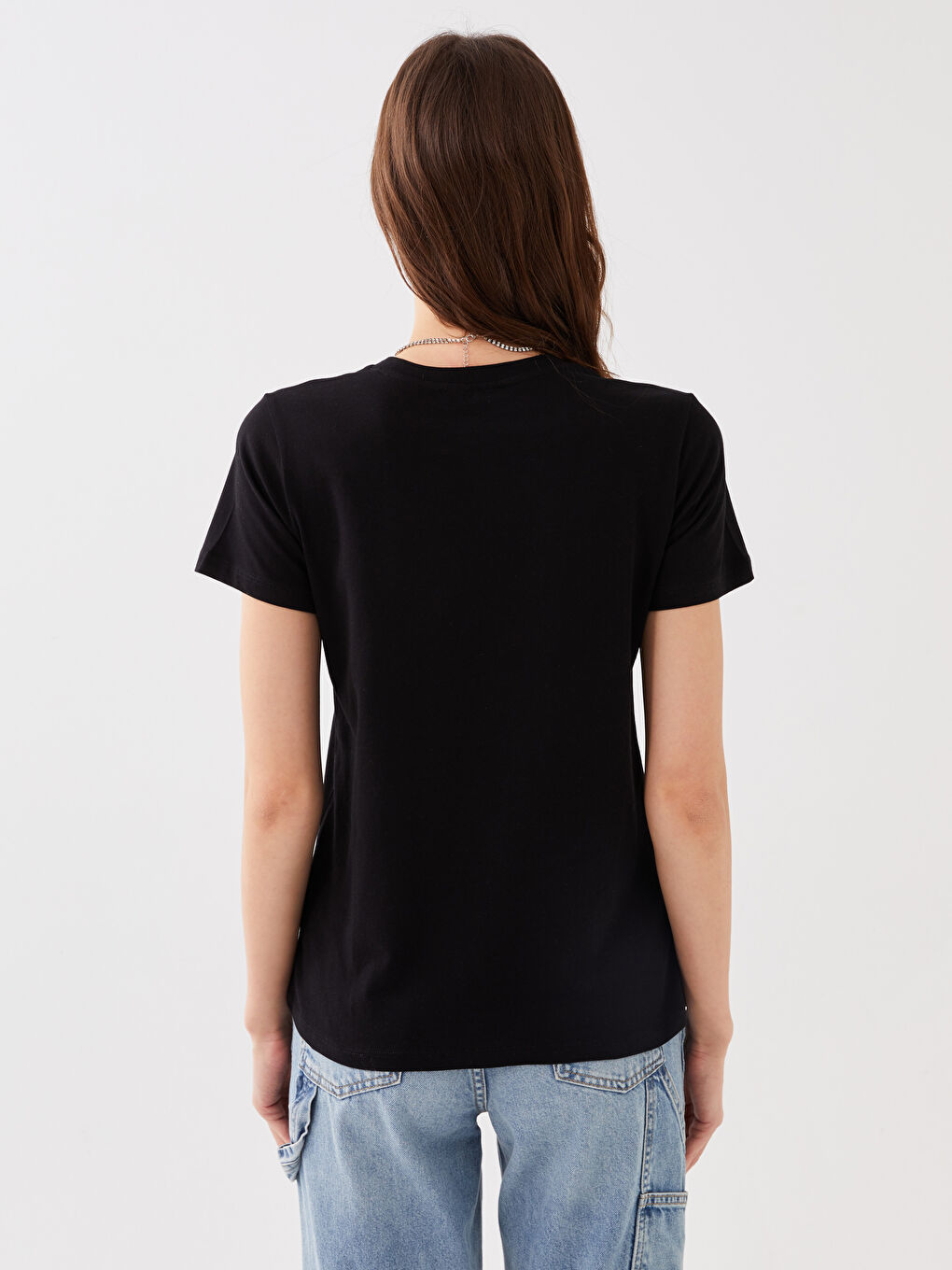 Women Crew Neck Straight Short Sleeve T-Shirt-9