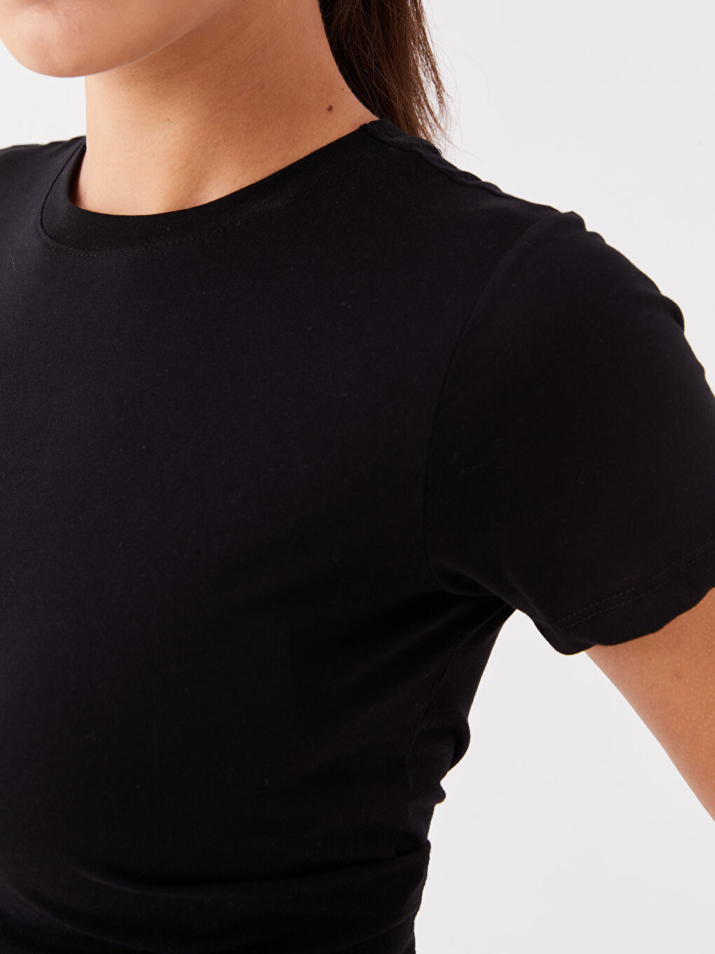 Women Crew Neck Straight Short Sleeve T-Shirt-6