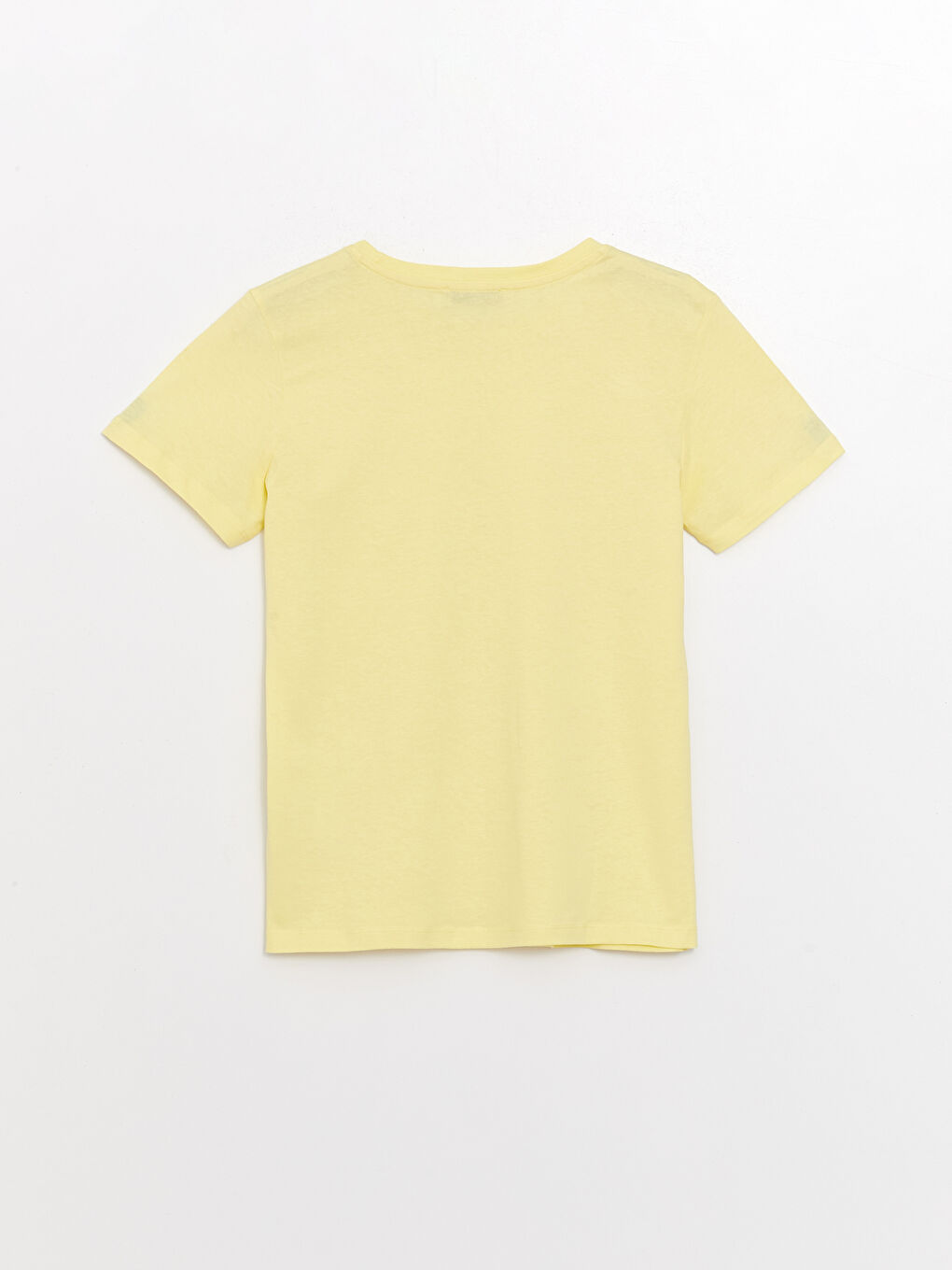 Sarı Kadın Bisiklet Yaka Düz Kısa Kollu Tişört-6