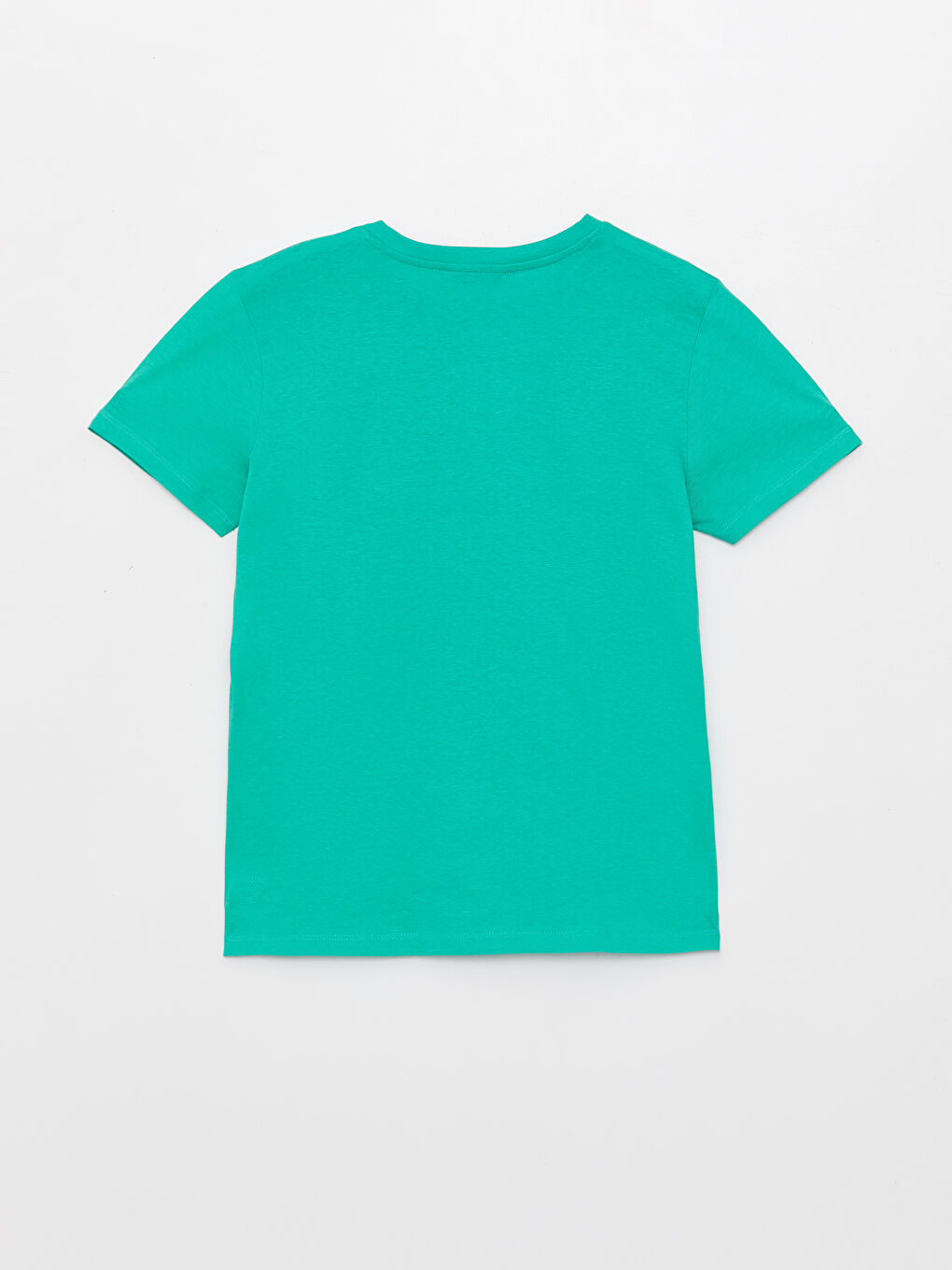 Yeşil Kadın Bisiklet Yaka Düz Kısa Kollu Tişört-6