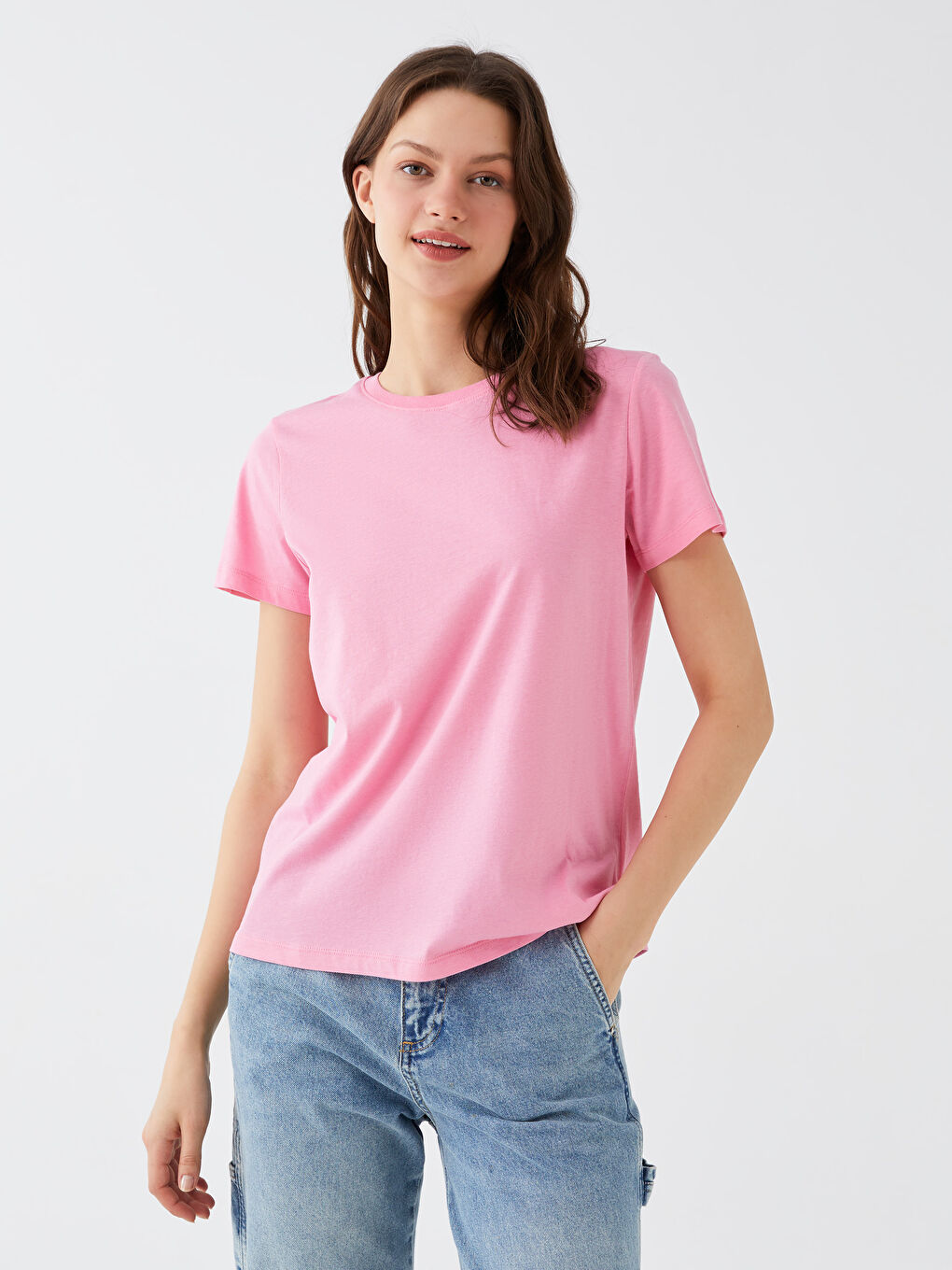 Women Crew Neck Straight Short Sleeve T-Shirt -S3DD04Z8-FNL