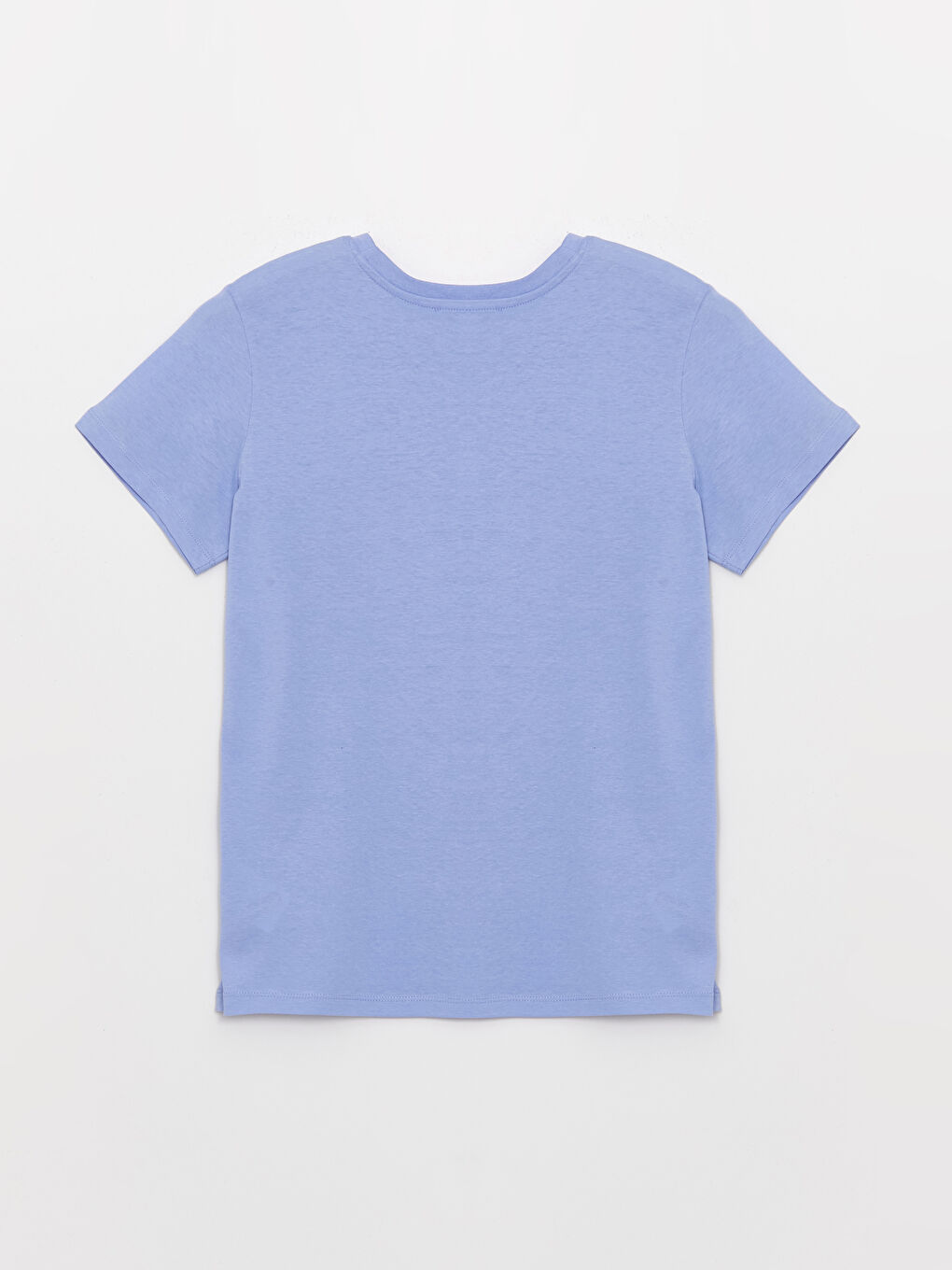 Lila Kadın Bisiklet Yaka Düz Kısa Kollu Tişört-6