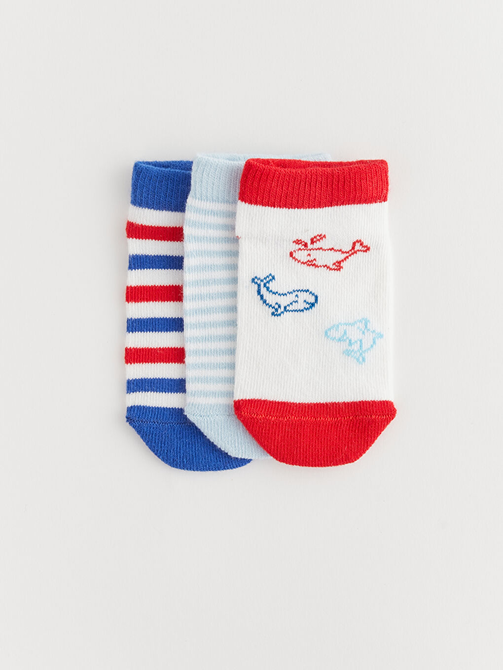 Beyaz Erkek Bebek Patik Çorap 3'lü-1