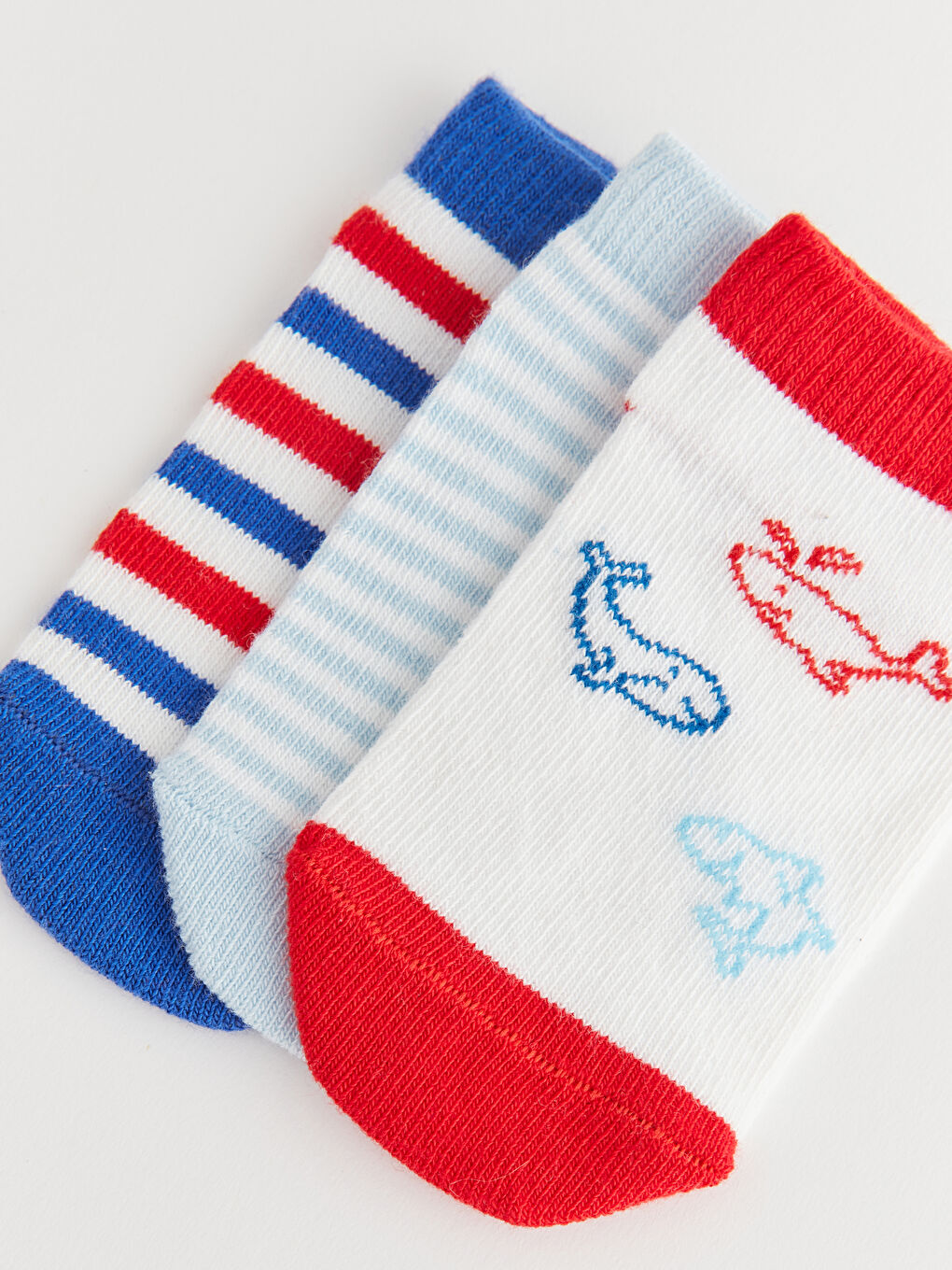 Beyaz Erkek Bebek Patik Çorap 3'lü-2