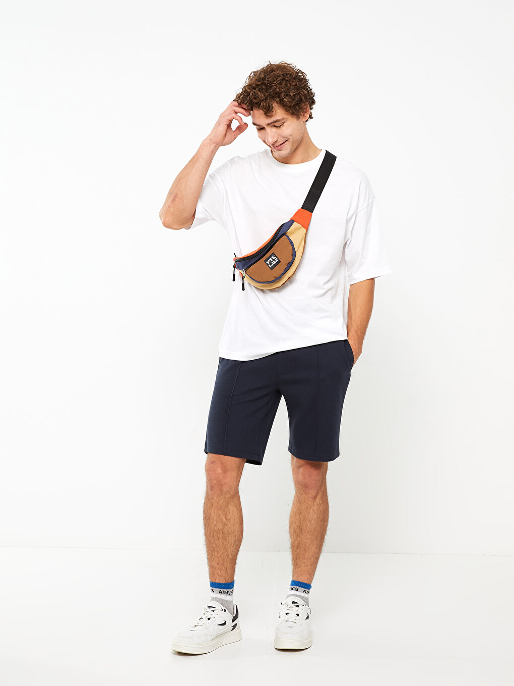 Karışık Renk Bloklu Erkek Bel Çantası-3