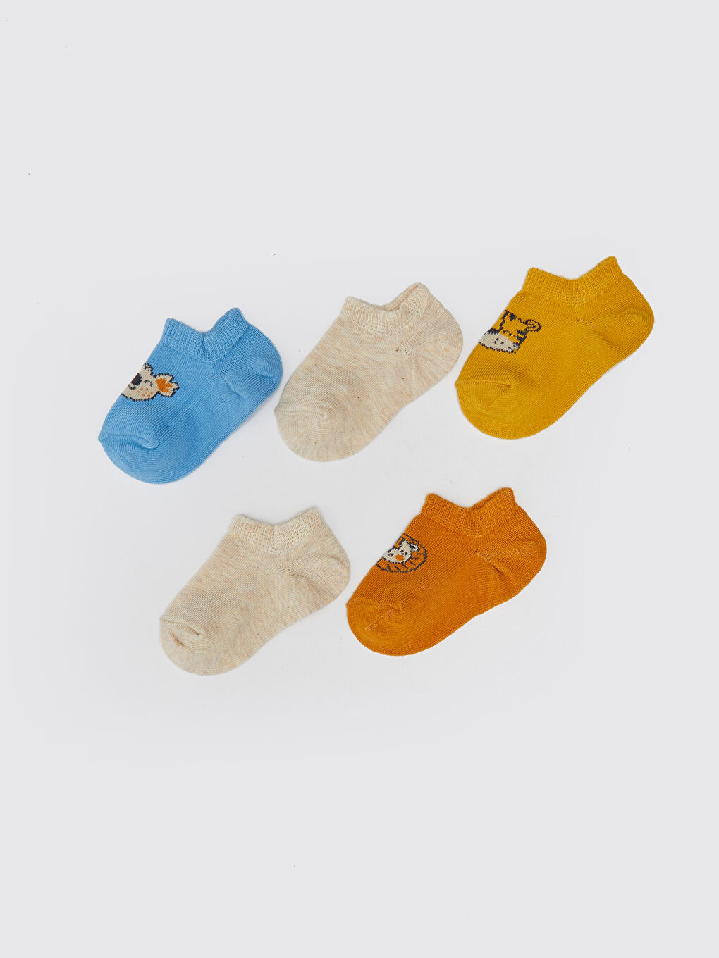 Kahverengi Desenli Erkek Bebek Patik Çorap 5'li-3