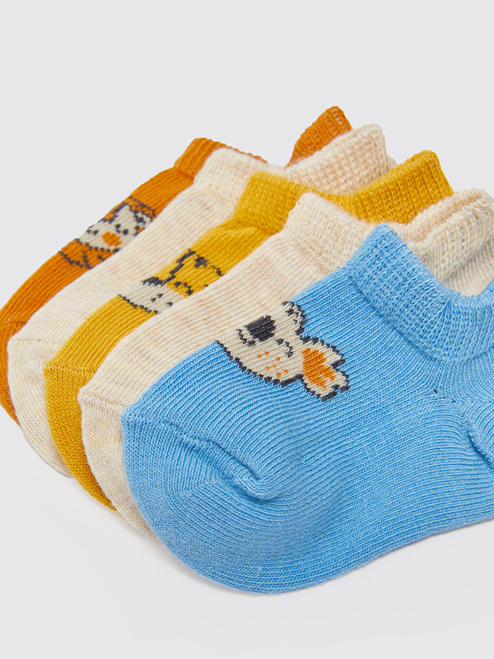 Kahverengi Desenli Erkek Bebek Patik Çorap 5'li-1