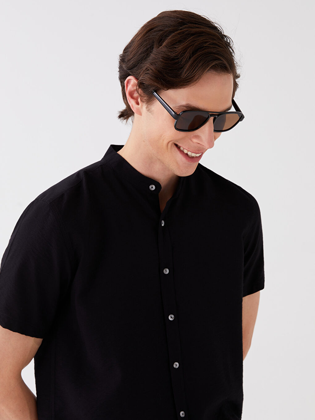 Chemise pour Hommes à Manches Courtes en Viscose Coupe Régulière-1